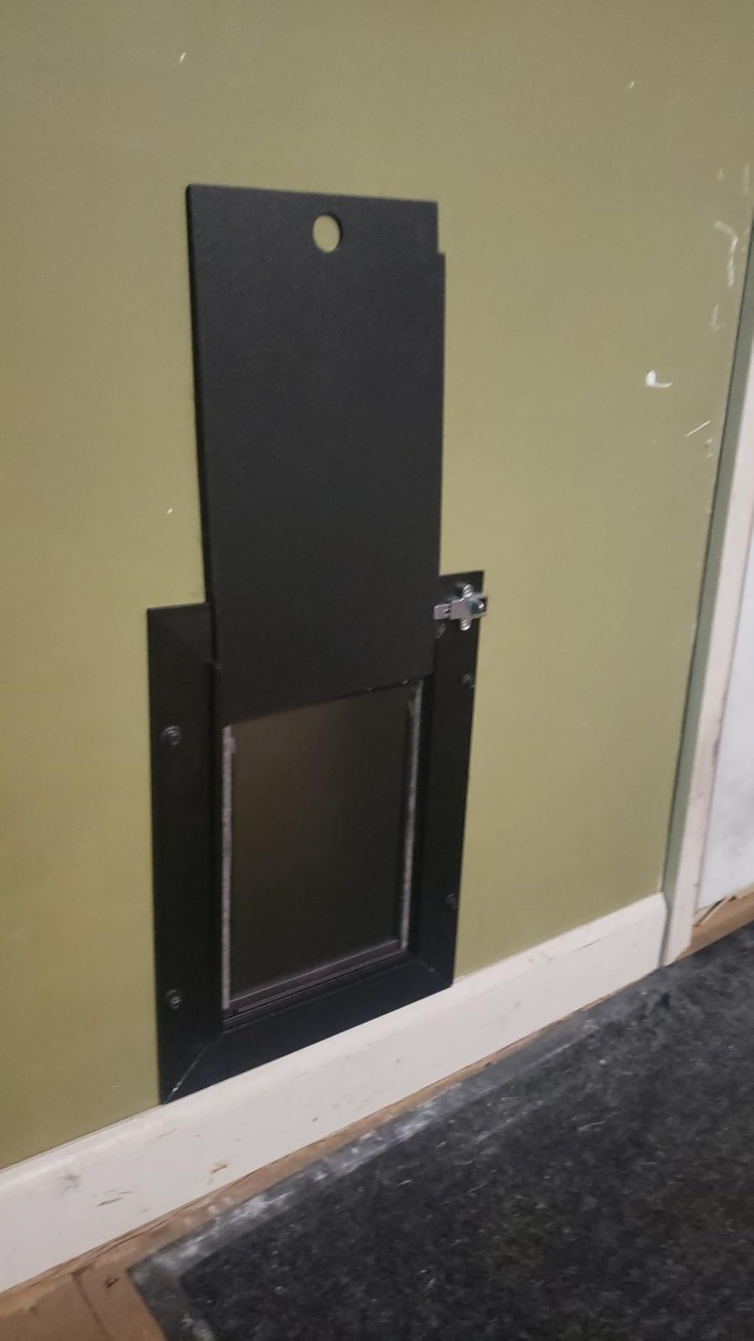 Dog Door for Wall, All Aluminum Large Doggy Door Doggie Door, Pet Door Easy to Install, 2 Magnetic Flaps Energy Efficient, Wide Telescoping Tunnel for Interior & Exterior Walls, Pet Up to 110 Lb - Black customer photo 1