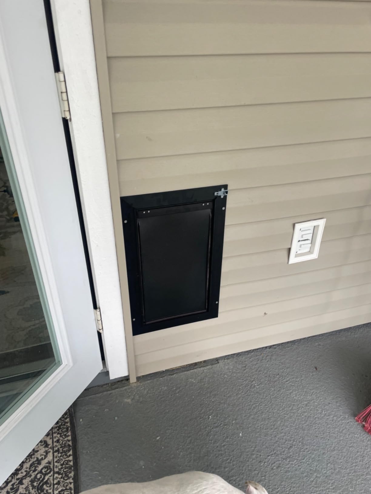 Dog Door for Wall, All Aluminum Large Doggy Door Doggie Door, Pet Door Easy to Install, 2 Magnetic Flaps Energy Efficient, Wide Telescoping Tunnel for Interior & Exterior Walls, Pet Up to 110 Lb - Black customer photo 2