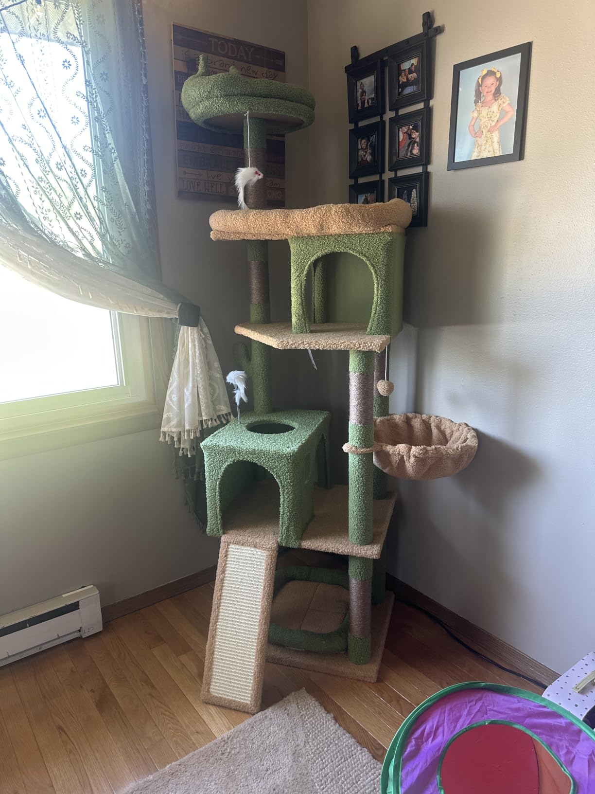 Globlazer Heavy Duty Cat Trees for Large Cats, Sturdy 72in Maine Coon Cat Tree for Large Cats 20 lbs+ Heavy Duty Cat Tower for Adult Biggest Cat with 6 Scratching Posts, Hammock, S72, Light Grey customer photo 1