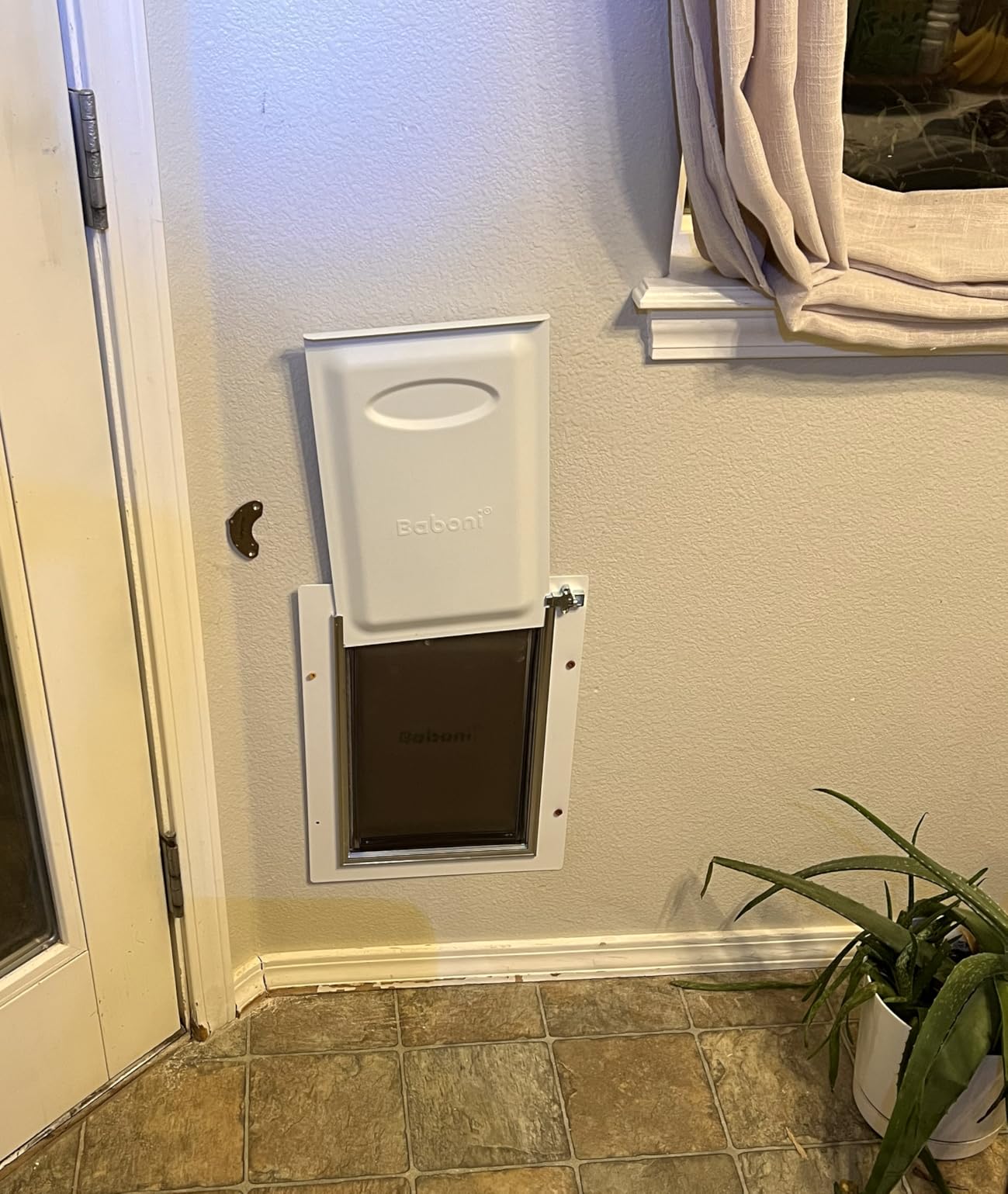 Baboni Pet Door for Wall, 3-Flap, Steel Frame and Telescoping Tunnel, Aluminum Lock, Double Flap Dog Door and Cat Door, Strong and Durable (Pets Up to 40 Lb) - Medium customer photo 2