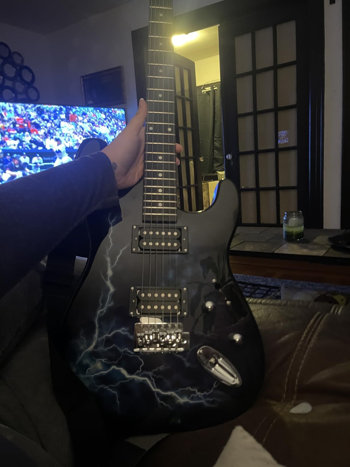 Ktaxon 39 Inch Solid Body Electric Guitar with H-H Pickup, Matte Black | 6 Strings Guitarra Electrica with Gig Bag, Strap, Whammy Bar, Maple Neck for Beginners & Musicians, Rock Metal, Right Hand customer photo 2