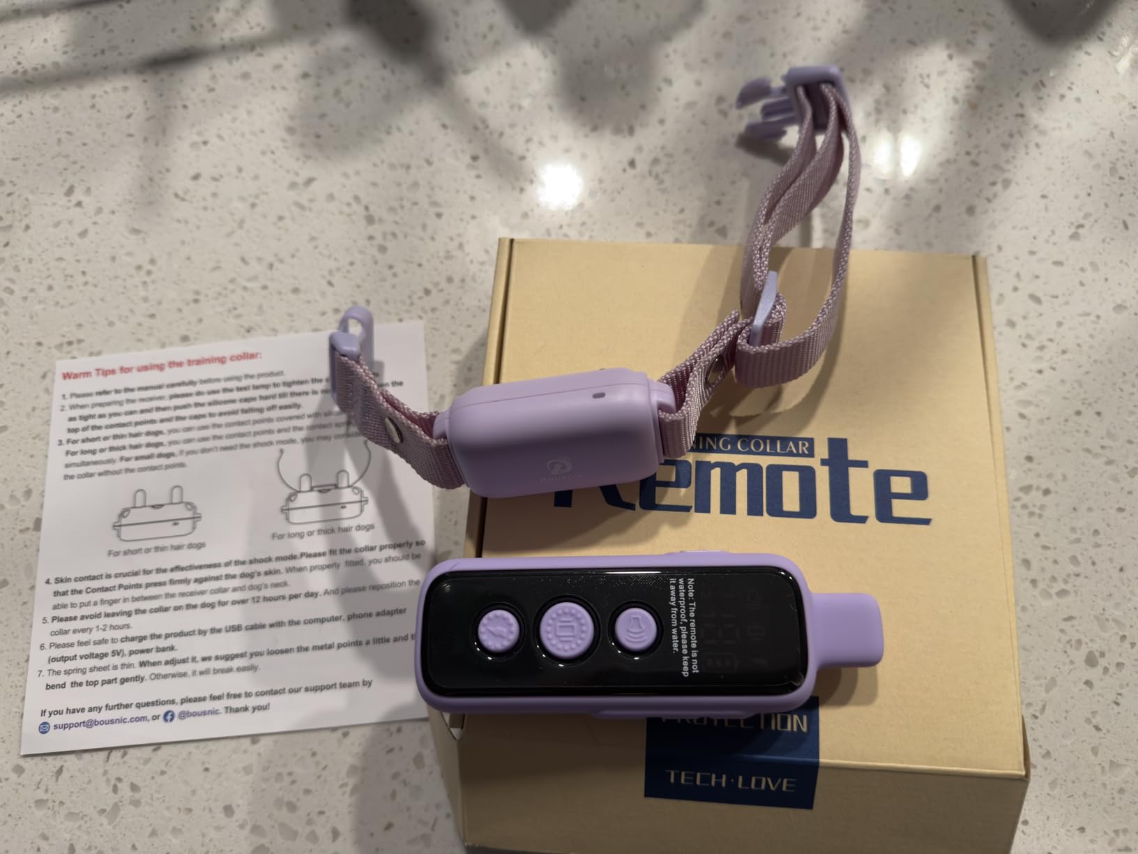 Bousnic Shock Collar for Dogs - Waterproof Rechargeable Dog Electric Training Collar with Remote for Small Medium Large Dogs with Beep, Vibration, Safe Shock Modes (8-120 Lbs) customer photo 2