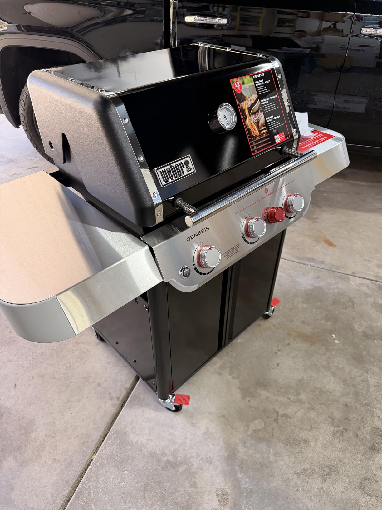 Weber Genesis E-325 Gas Grill, Outdoor Cooking, Propane Grill, Black | 3 PureBlu Burners, XL Sear Zone, Porcelain-Enameled Cast-Iron Grates customer photo 1