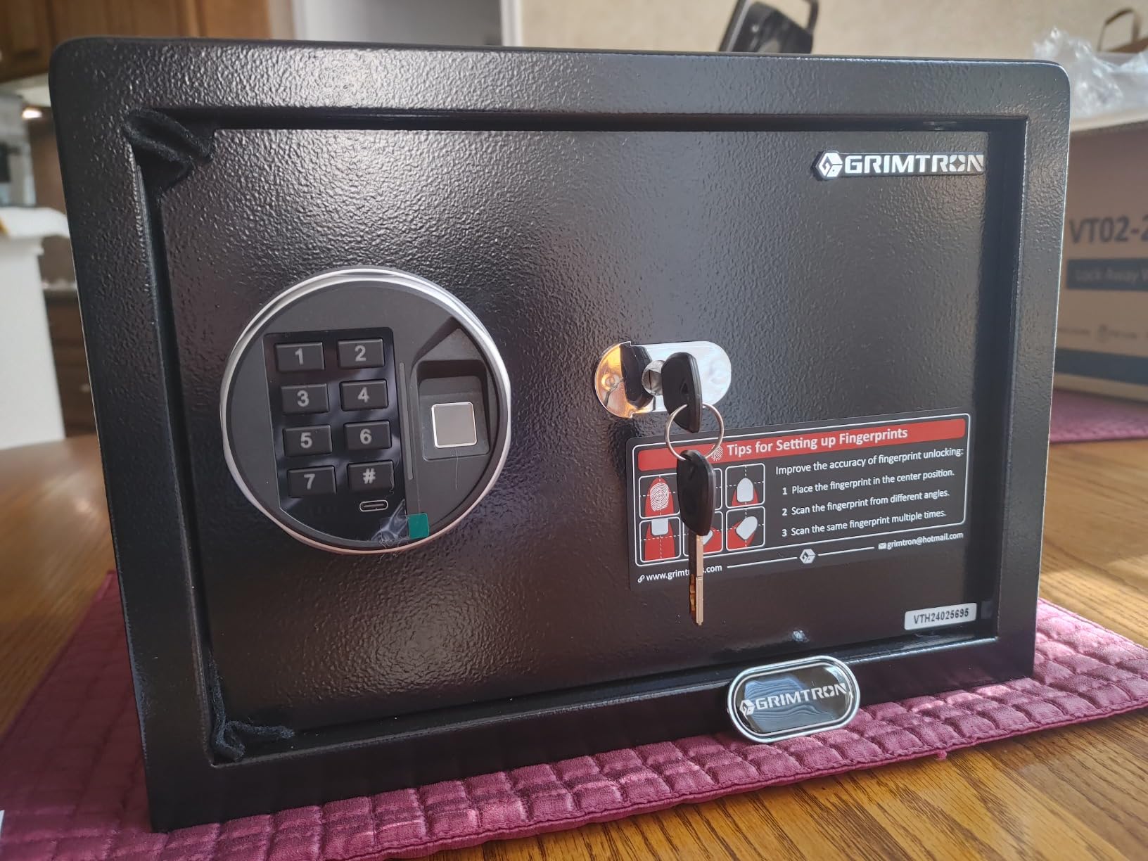 Grimtron 20LB Biometric Safe with Fingerprint Lock, 3-8 Digit PIN | 0.80 cu.ft. Safe with Silent Mode & LED & Backlit Keypad, 6.7M Combinations, Metal Knob, Removable Shelf & Easy Installation customer photo 1