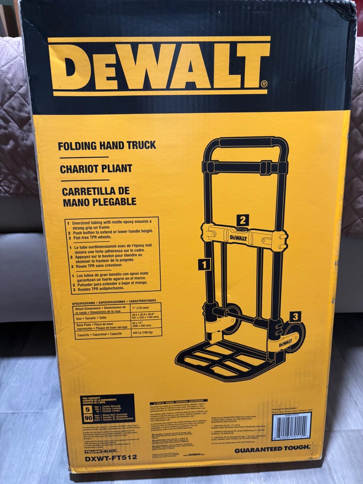 DEWALT Folding Hand Truck and Moving Dolly, 420-lb Capacity Utility Cart, Heavy-Duty Steel Frame, Telescoping Handle, Flat-Free 7-inch Wheels customer photo 2