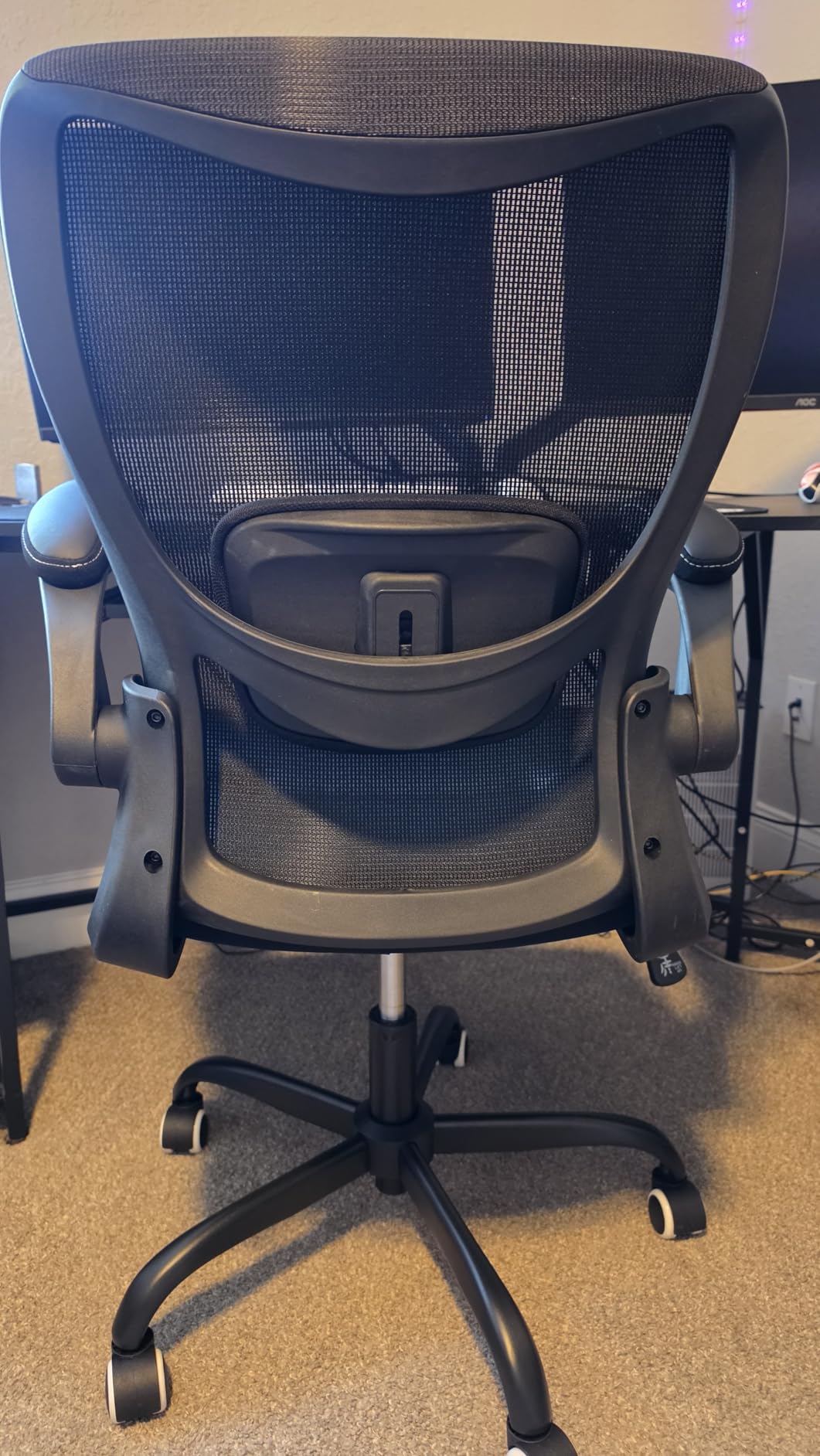 MUXX.STIL Office Chair, Ergonomic Desk Chair with Adjustable Lumbar Support and Flip up Armrest, Breathable Mesh Computer Chair for Home Office, Khaki customer photo 2
