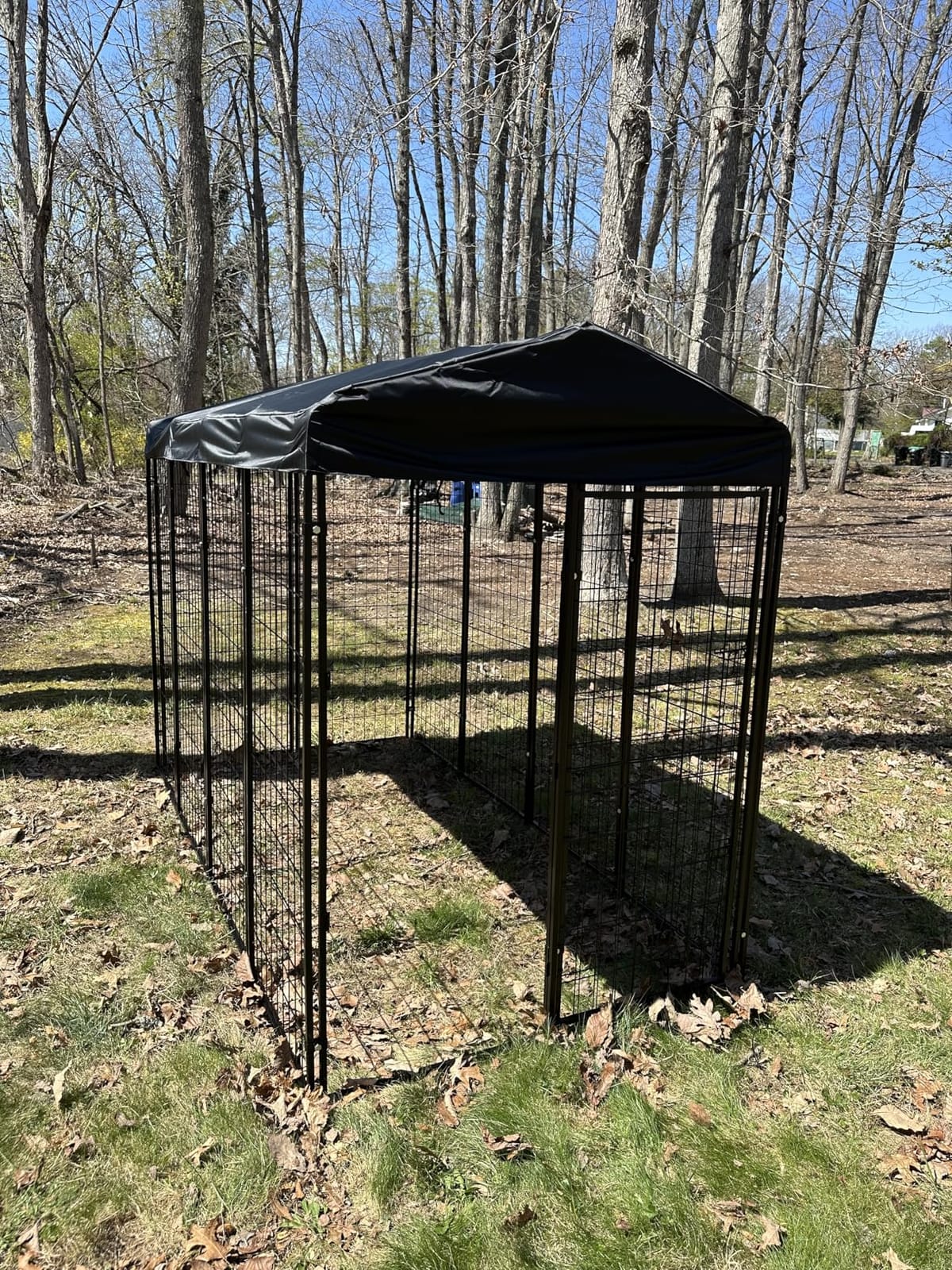 Dog Kennel Outside with Roof, 8'x6'x4' Outdoor Dog Kennel | Heavy-duty Welded Steel, UV-resistant Waterproof Roof, Dual Locks, Dog Crate Playpen with Ground Stake for Large Dogs customer photo 2