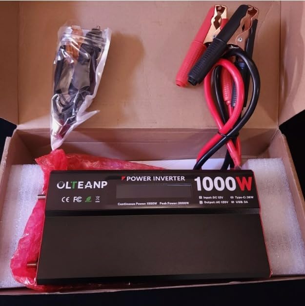 1000W Power Inverter 12V DC to 110V/120V AC Car Converter for Vehicles | LCD Screen Display, 2 AC Outlets, 36W Type-C Port, 5V/3A USB Port, Car Plug Adapter for Truck, Home, Camping, Laptop, Trip customer photo 2