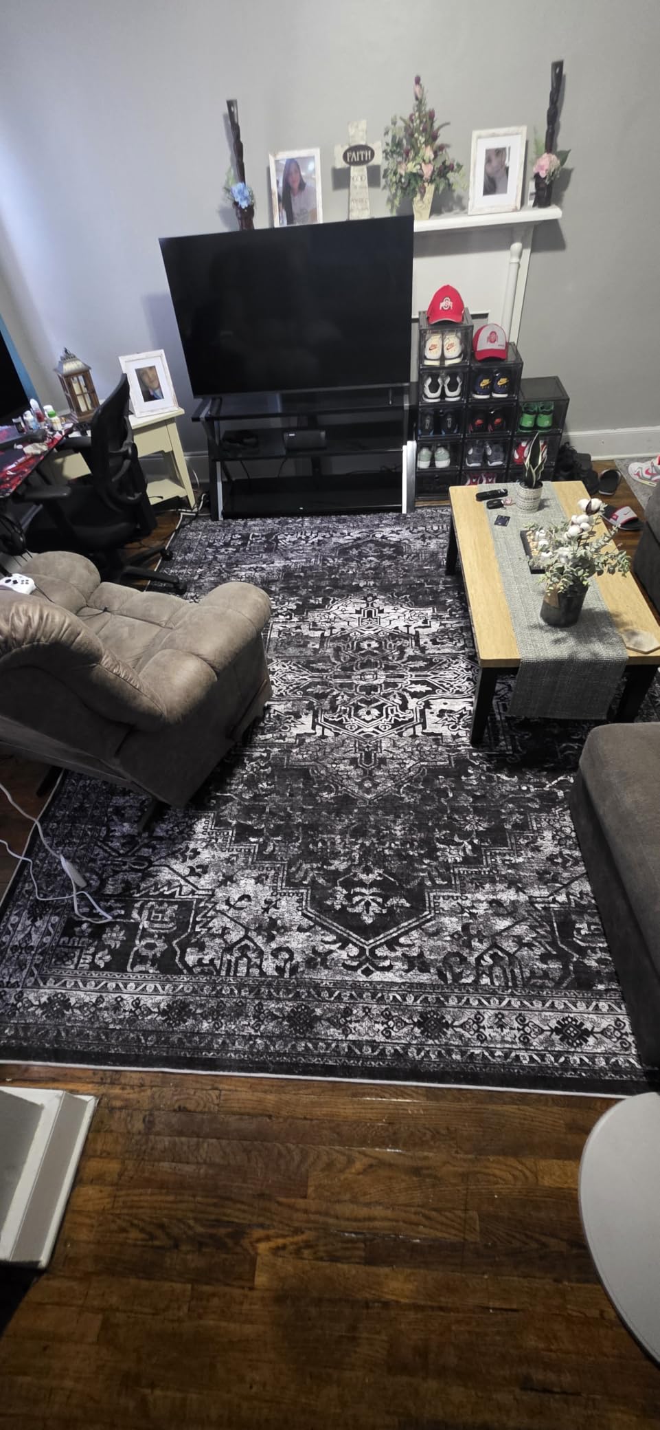 UERMEI 8x10 Area Rug Living Room Rugs - Washable Neutral Modern Abstract Soft Thin Large Rug Indoor Floor No Slip Rug Carpet for Bedroom Under Dining Table Home Office Decor - Brown Grey customer photo 1