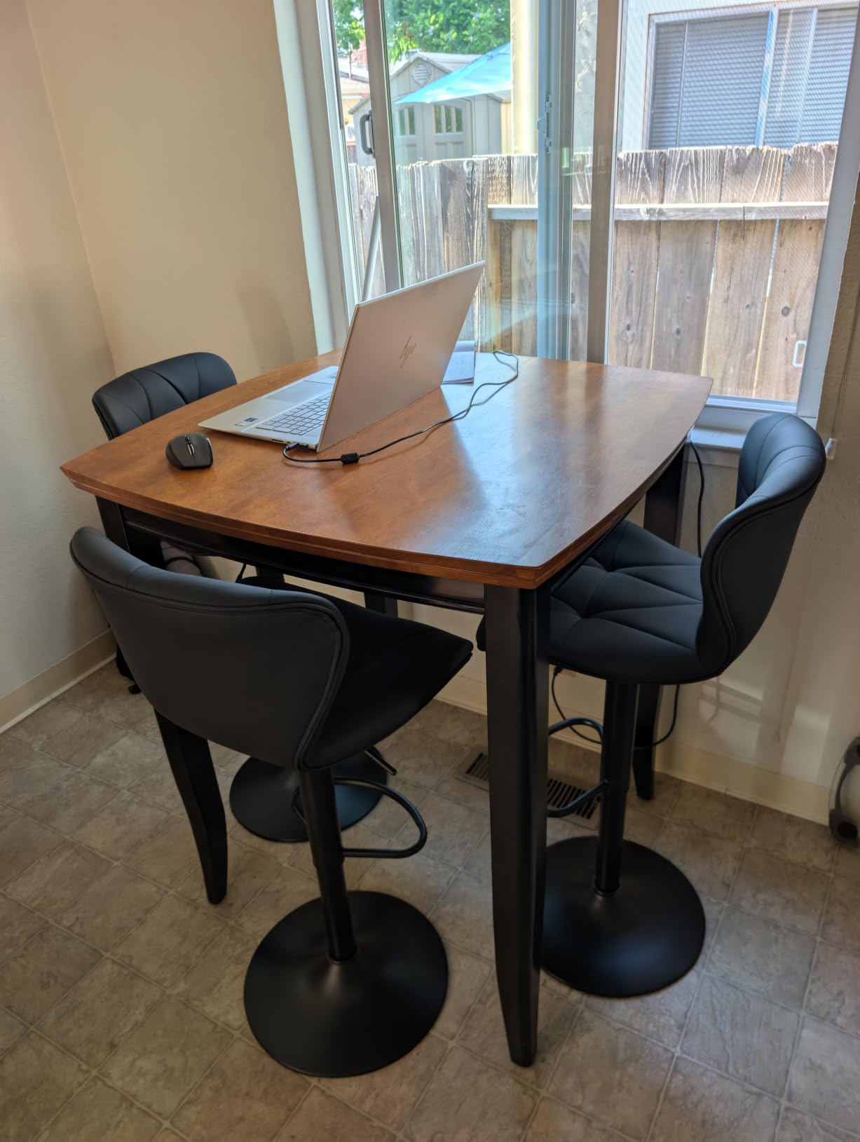 Nalupatio Modern Bar Stools Set of 2, Adjustable Faux Leather Upholstered Swivel Bar Stools, Counter Height Bar Chairs with Back for Kitchen Island, Black customer photo 2