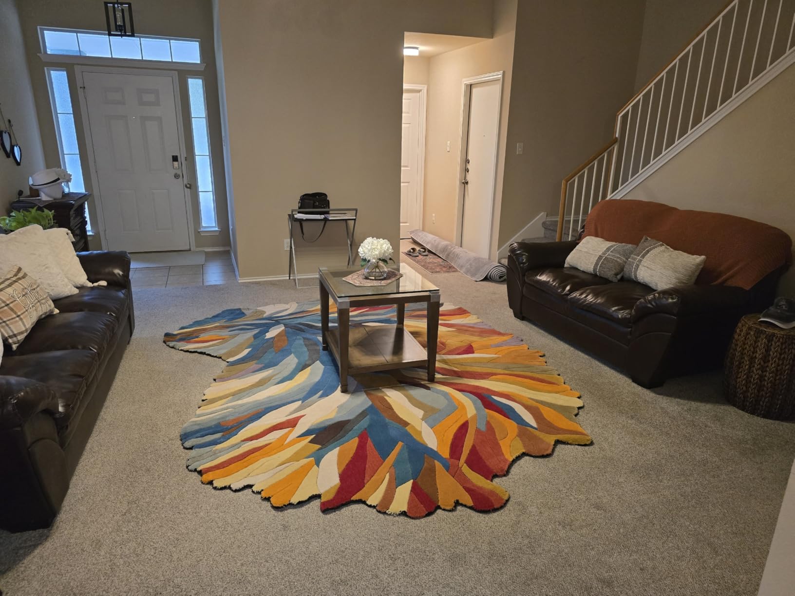 Restoration and Renovation Handmade Irregular Shape Wool Area Rug | Unique Contemporary Botanical Design, Thick & Soft Carpet | Perfect for Living Room, Bedroom Decor (Multi, 6' x 9') customer photo 2
