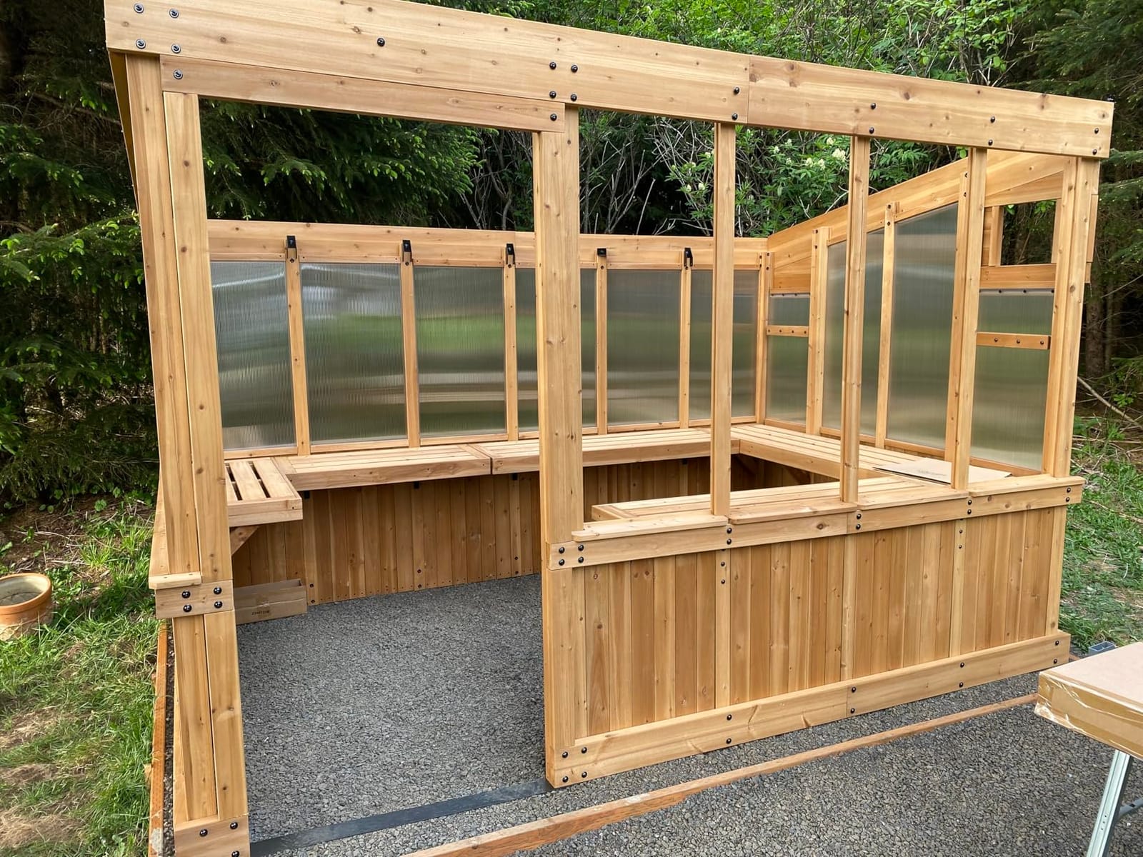 Backyard Discovery Willow 9' x 6' Cedar Wood and Polycarbonate Walk-in Greenhouse Kit with Exhaust Fan, Windows, Hose Hook-Ups, PowerPort, Staging Shelves for Year-Round Outdoor Gardening customer photo 2