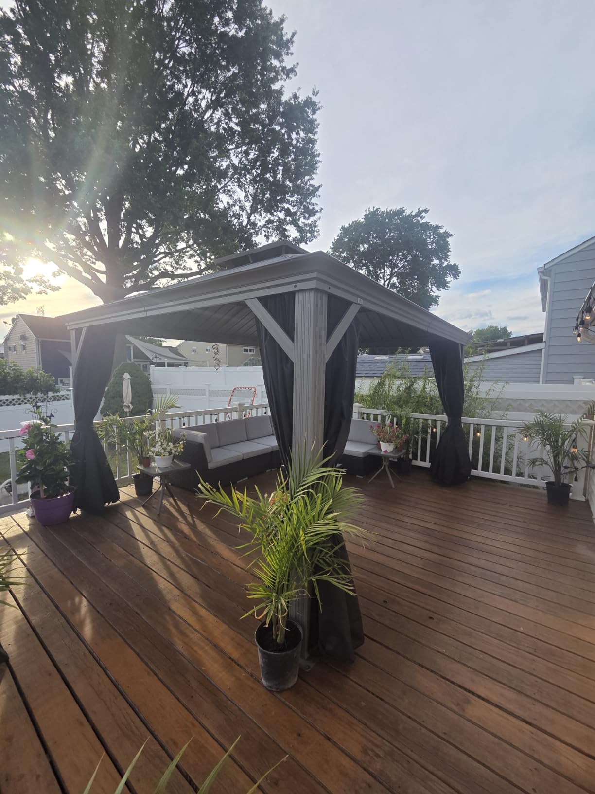 PURPLE LEAF Outdoor Gazebo 12' x 14' w/Lights & 4.7