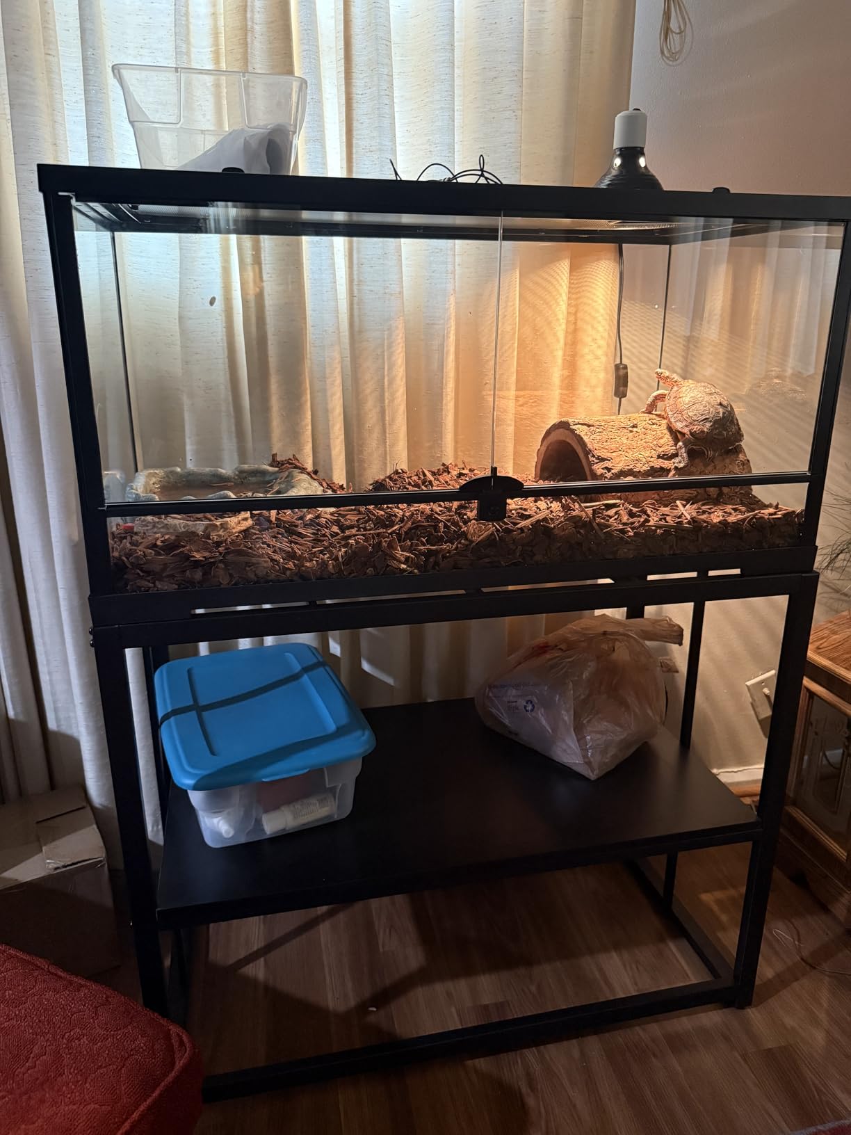 40 Gallon Metal Fish Tank Stand, Aquarium & Terrarium Stand for Home Office, Dual-layer structure with extra storage space under the tank, 36.6