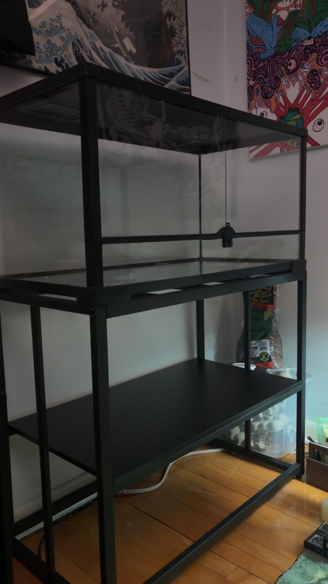 40 Gallon Metal Fish Tank Stand, Aquarium & Terrarium Stand for Home Office, Dual-layer structure with extra storage space under the tank, 36.6