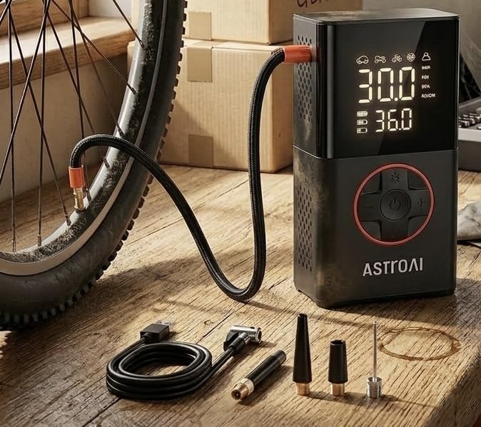 AstroAI L7 Tire Inflator Portable Air Compressor, 150 PSI Cordless Bike Pump | For Car Tires, Bikes, Motorcycles and Balls; Auto Shut-off, Digital Display Pressure Gauge, Fast Inflation, LED Light customer photo 1