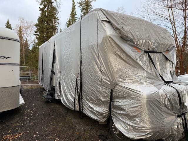 FRUNO Oxford Fabric Class C RV Cover Fits 29'-32' Waterproof Rip-Resistant Anti-UV Motorhome Camper Cover for Winter Snow with 4 Tire Covers and Gutter Covers customer photo 1