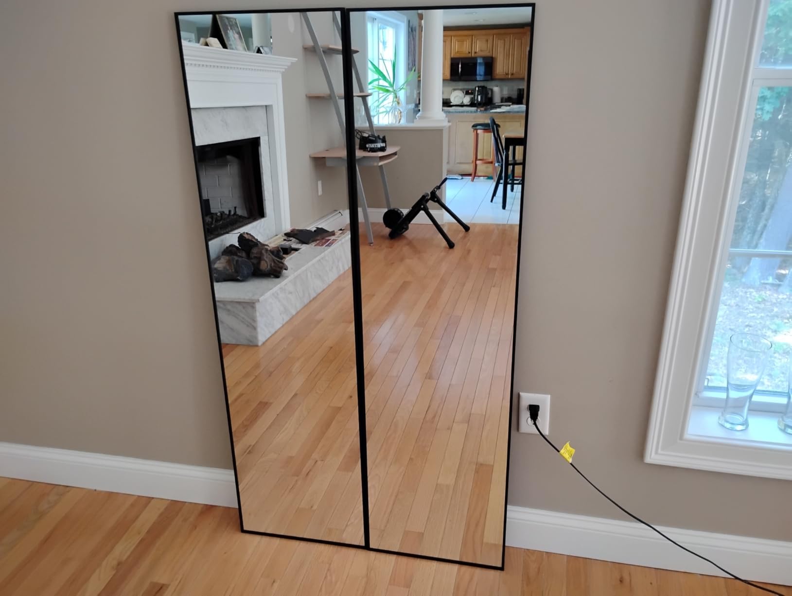 Delma Full Length Mirror with Stand, Black Floor Mirror | Aluminium alloy frame with HD float glass for distortion-free reflection. Free standing or wall mounted. customer photo 1