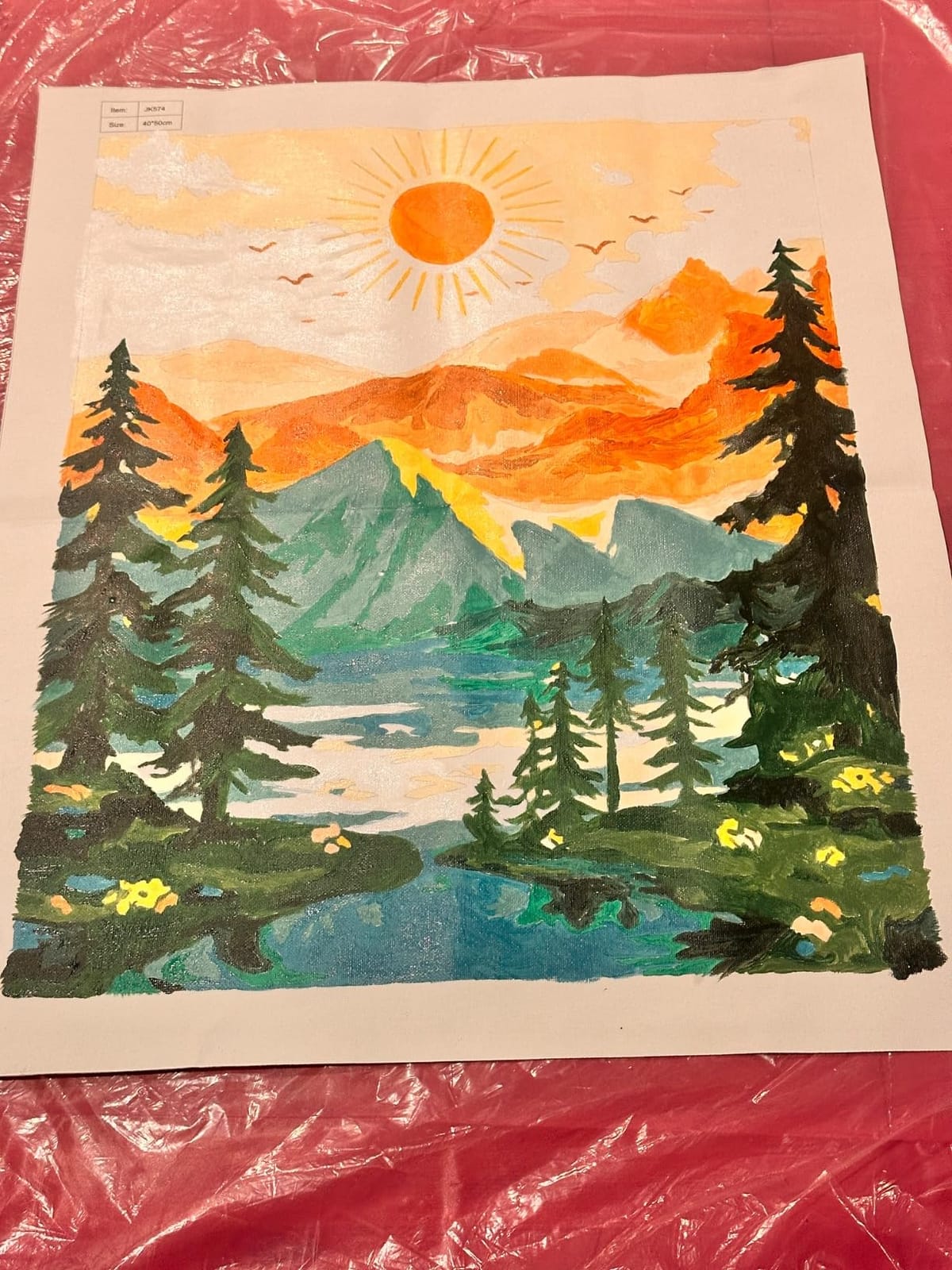 Yunnuo Landscape Paint by Numbers Kit for Adults Beginner, Sun & Mountain Paint by Number Canvas, Acrylic Abstract Paint with Numbers for with 3 Pcs Paintbrushes Home Wall Decor Gift (16 x 20 in) customer photo 2