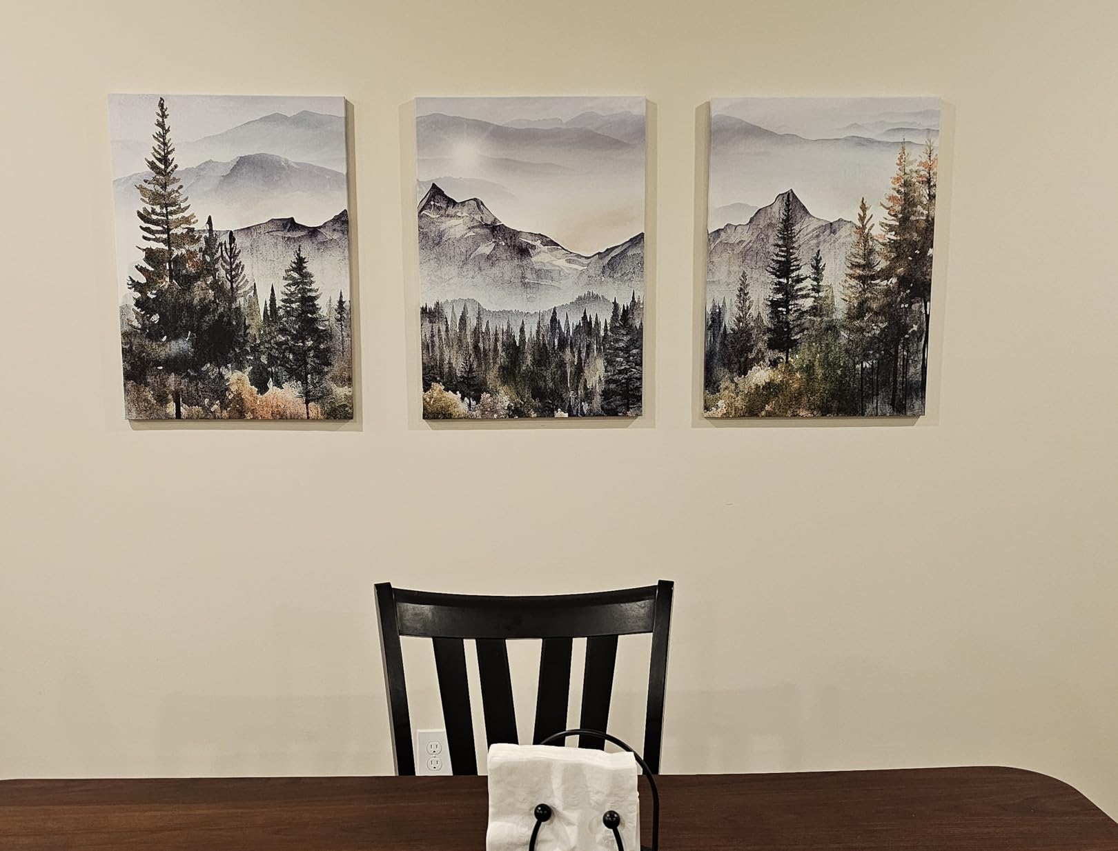 MHARTK66 Large Size Wall Art for Living Room Modern Wall Decor for Bedroom Office Decor Abstract Mountain Forest Landscapes Ink Painting 3 Piece Framed Canvas Art Prints Ready to Hang Wall Pictures customer photo 2