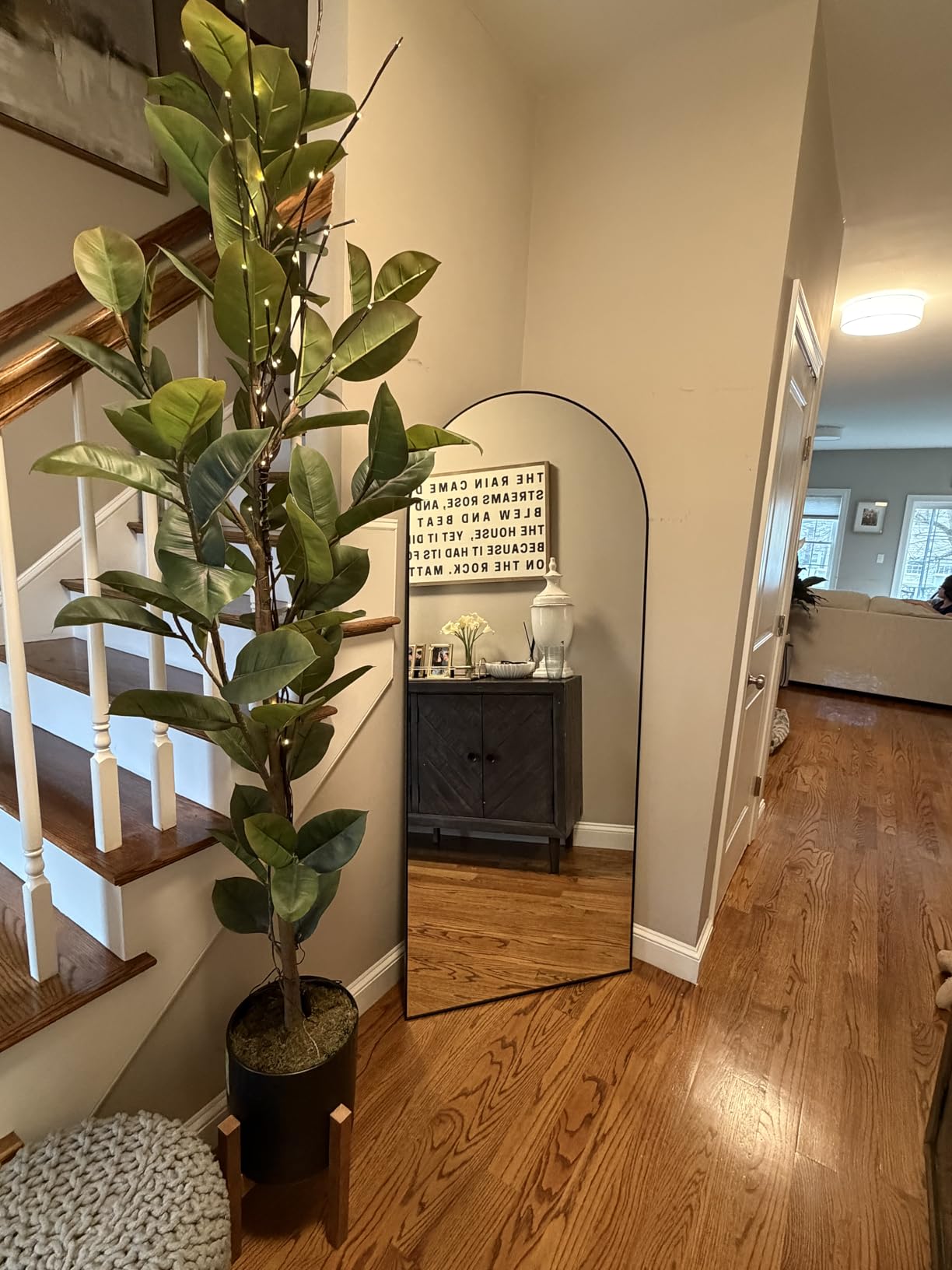 Koonmi 71x26 Arched Full Length Mirror, Floor Mirror with Stand | Shatterproof Tempered Glass, Modern Aluminum Alloy Frame, Free Standing Hanging or Leaning for Home Decor (Gold) customer photo 2