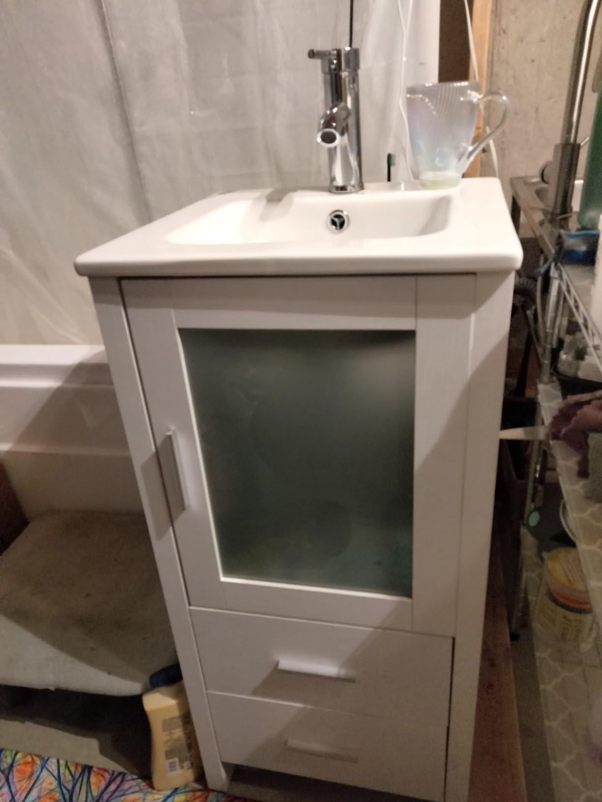 16 inch White Bathroom Vanity with Sink, Faucet, Drain, 2 Drawers & Cabinet customer photo 1