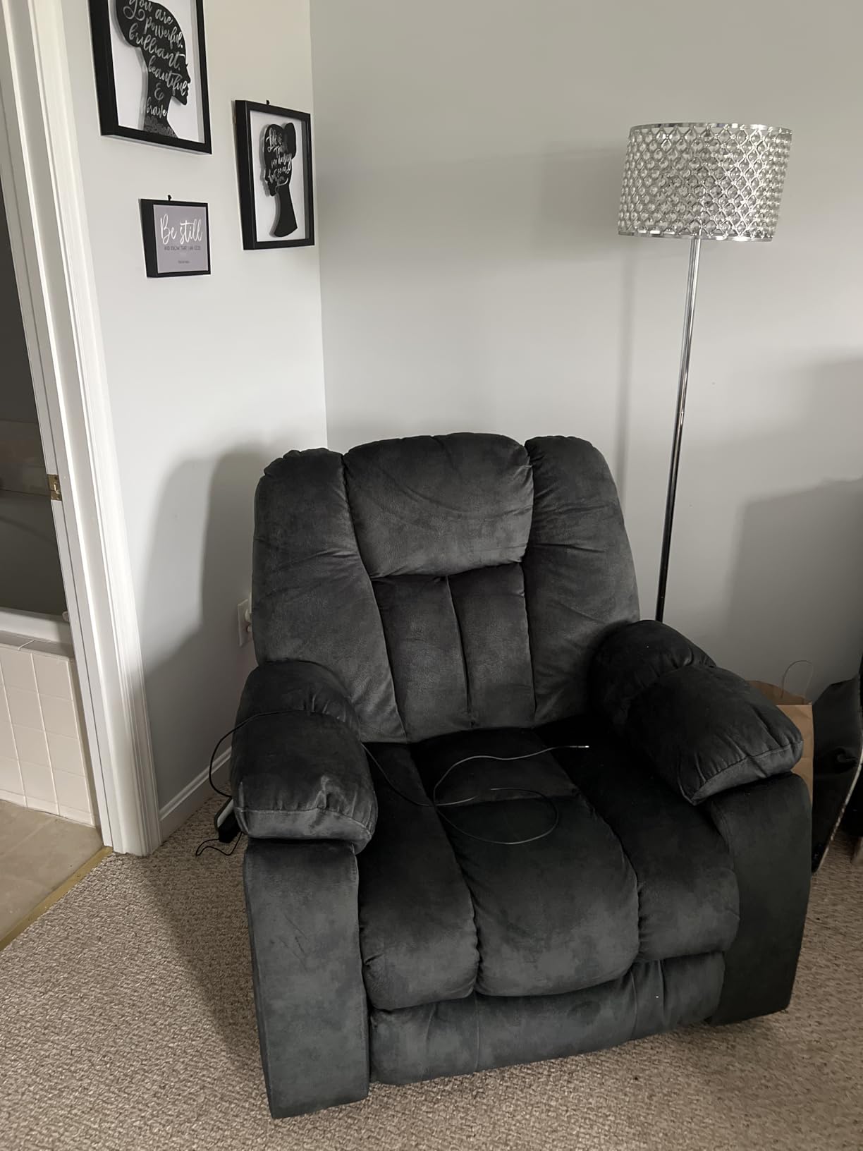 CANMOV Power Lift Recliner Chair with Massage and Heat for Elderly, Overstuffed Wide Recliners, Heavy Duty and Safety Motion Reclining Mechanism with USB Ports, 2 Concealed Cup Holders, Chocolate customer photo 1