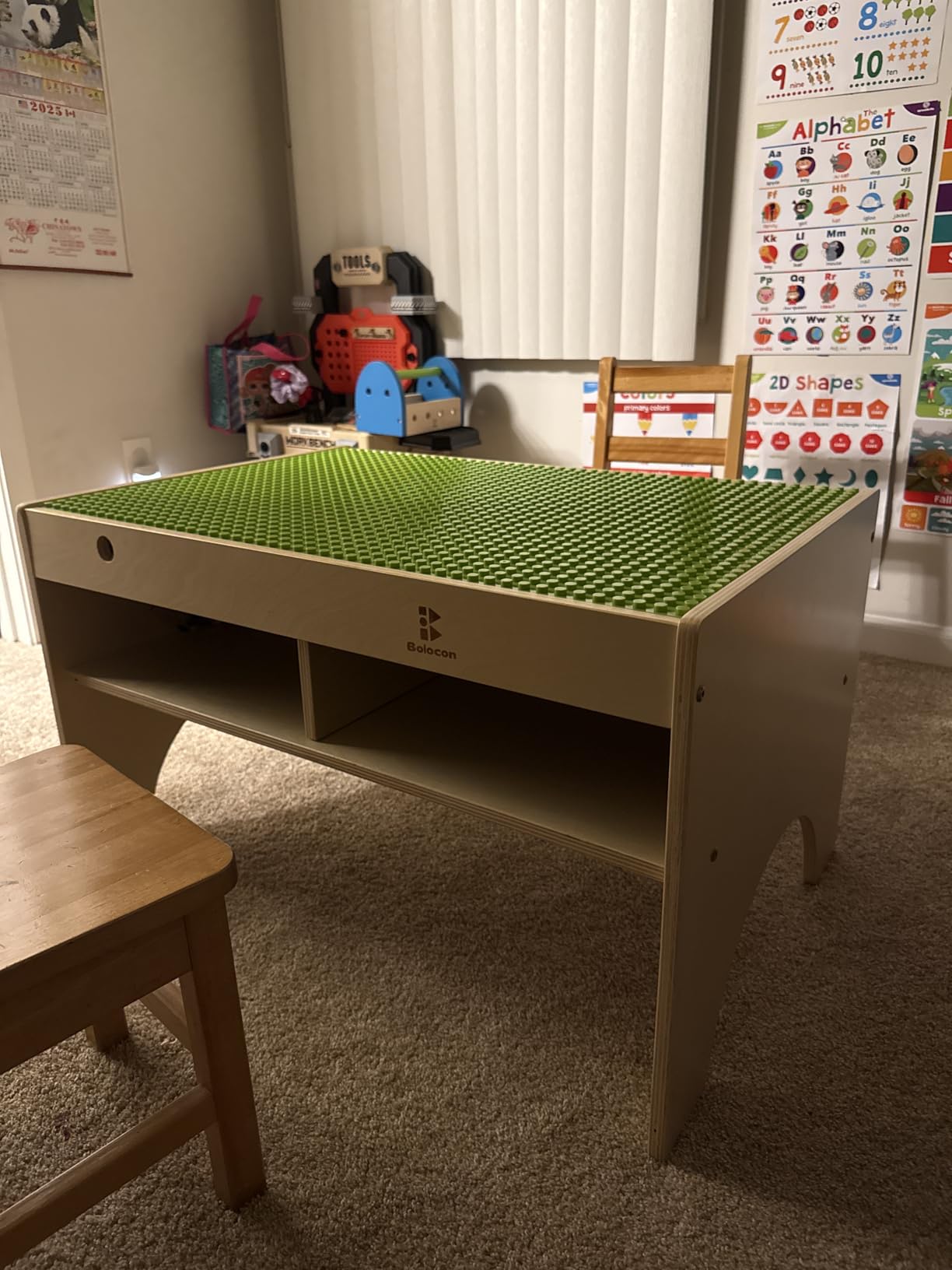Kids Activity Table w/ 4-Compartment, Building Table for Boys&Girls | Toddler 3-in-1 Play Table Compatible with Major Blocks and Train Track Set customer photo 2