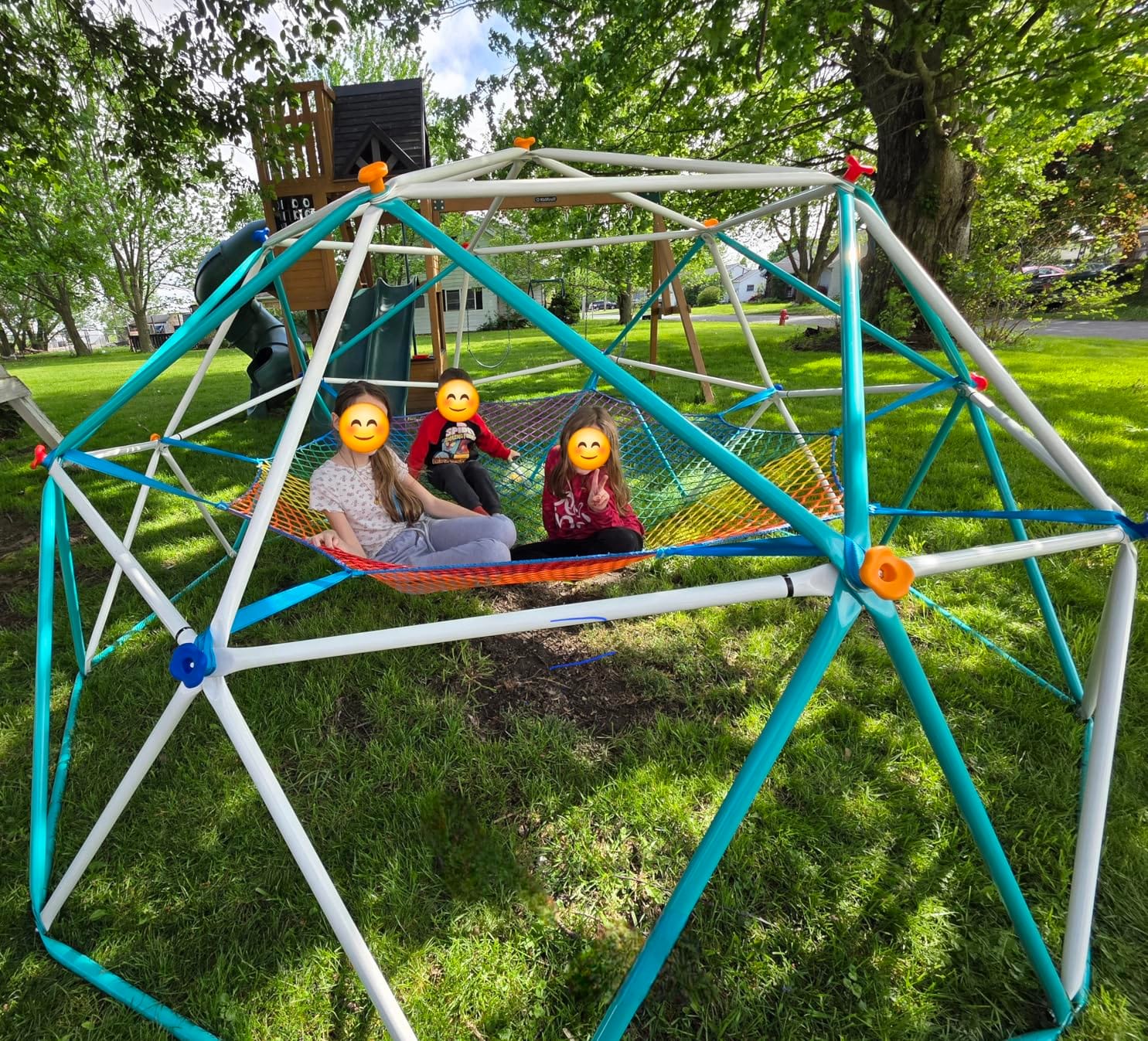 10 ft Climbing Dome with Climbing Cargo Net for Kids 3-12 | Jungle Gym Climber with Net Hammock for Backyard Outside, Outdoor Dome Playset Monkey Bars, Supports 800 lbs, 3D Setup Video customer photo 2