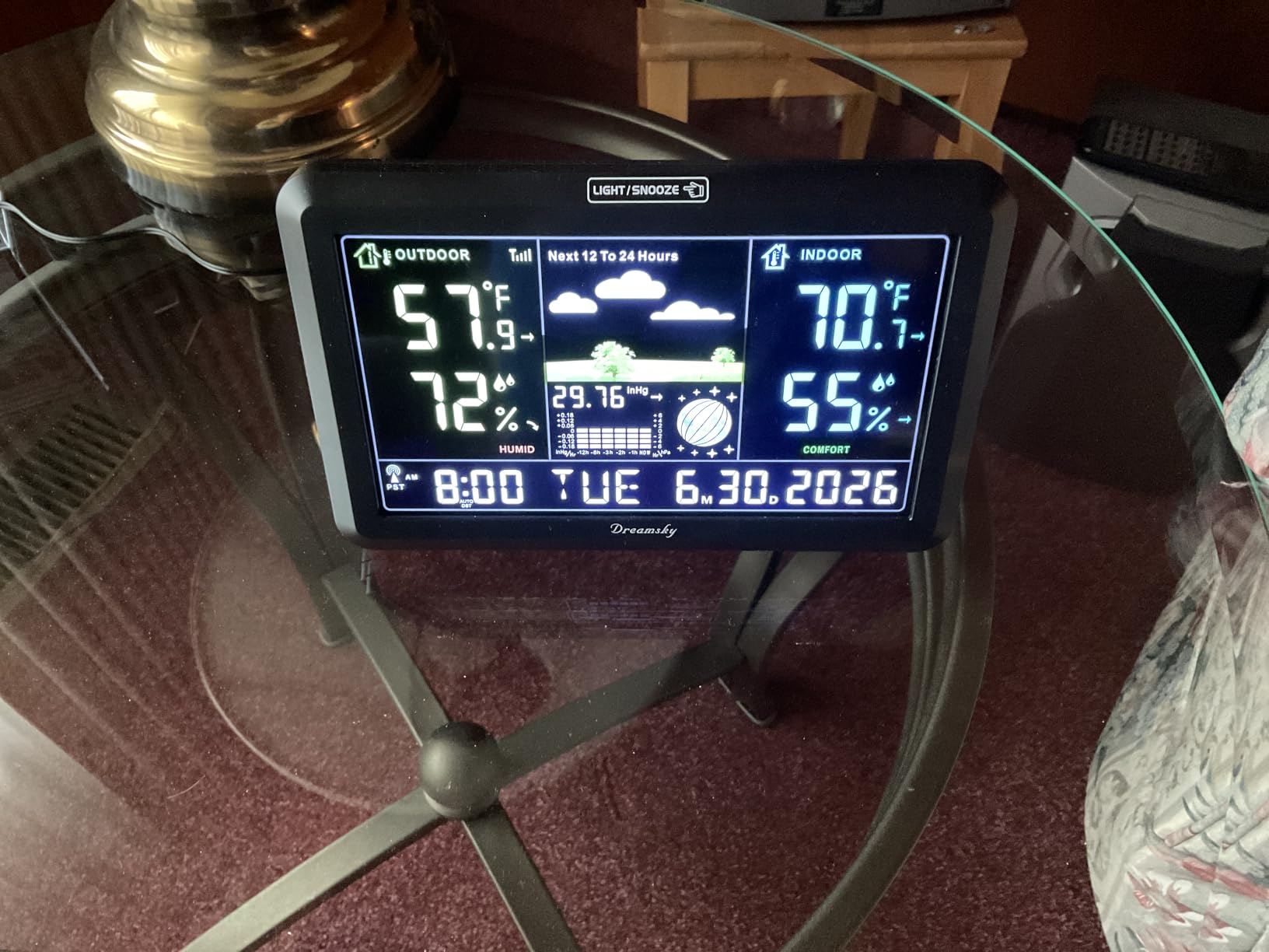 DreamSky Weather Station Indoor Outdoor Thermometer Wireless, Atomic Clock | Digital Large Display with Backlight Dimmer, USB Port, Inside Outside Temperature Humidity Monitor for Home (Plug-in) customer photo 2