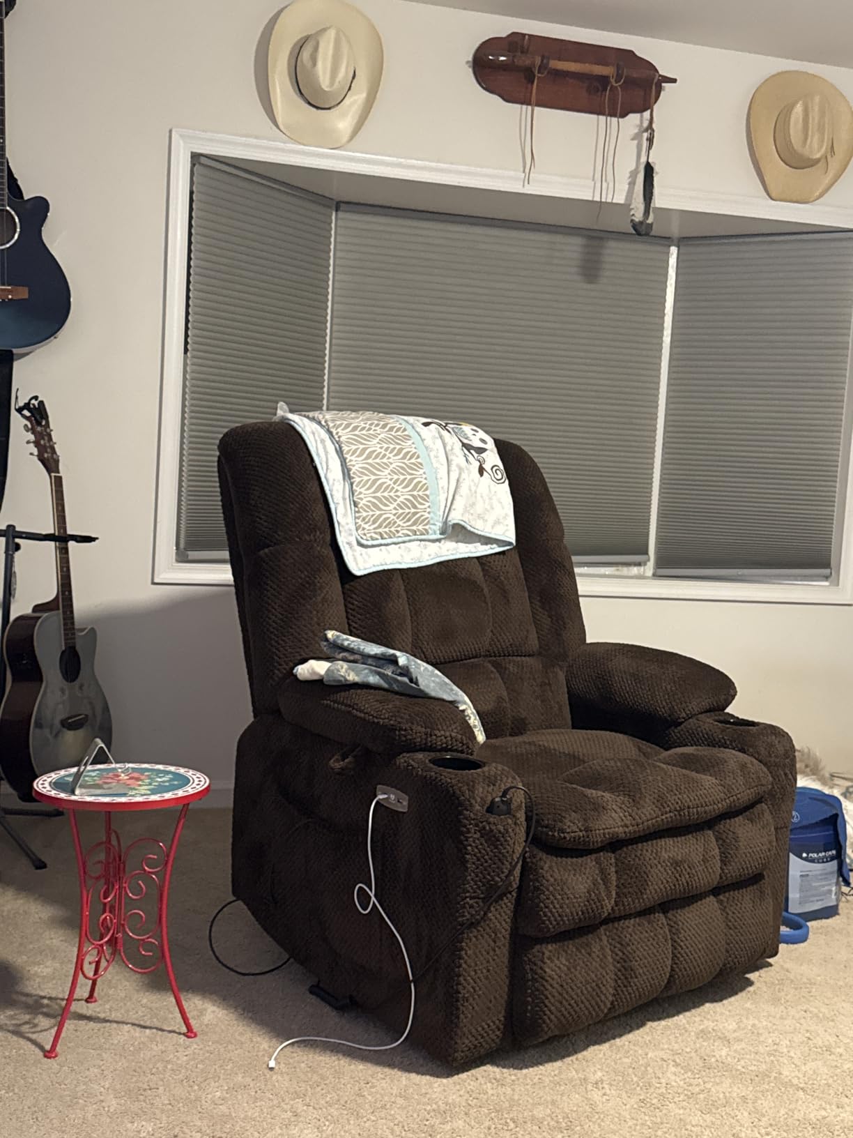 MCombo Oversized Dual Motor Power Lift Recliner Chair for Elderly R7891 | Heat and Massage, Zero Gravity Lift Chair, Infinite Position, Lay Flat, USB Ports, Big& Tall, Fabric (Large-Wide, Navy Blue) customer photo 2