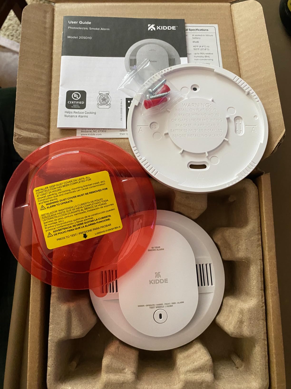 Kidde Smoke Detector, 10-Year Battery Powered, LED Status Lights, 85 dB Alarm, 20SD10, 1 Pack customer photo 1