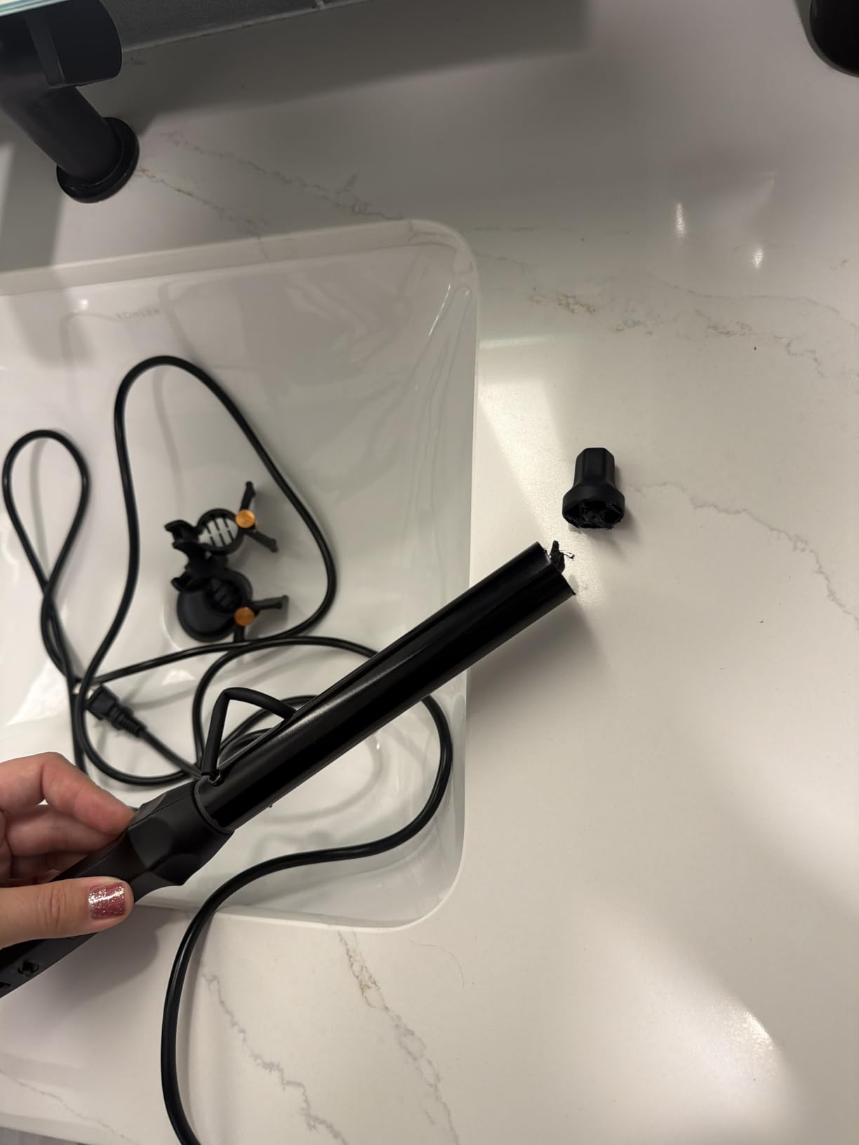 MINT Pro X-Long 1 Inch Clamp-Free Ceramic Curling Wand for Long Hair | Extra-long tourmaline ceramic barrel creates polished curls with 4-heater ionic heat, 230-430F control and dual voltage customer photo 1