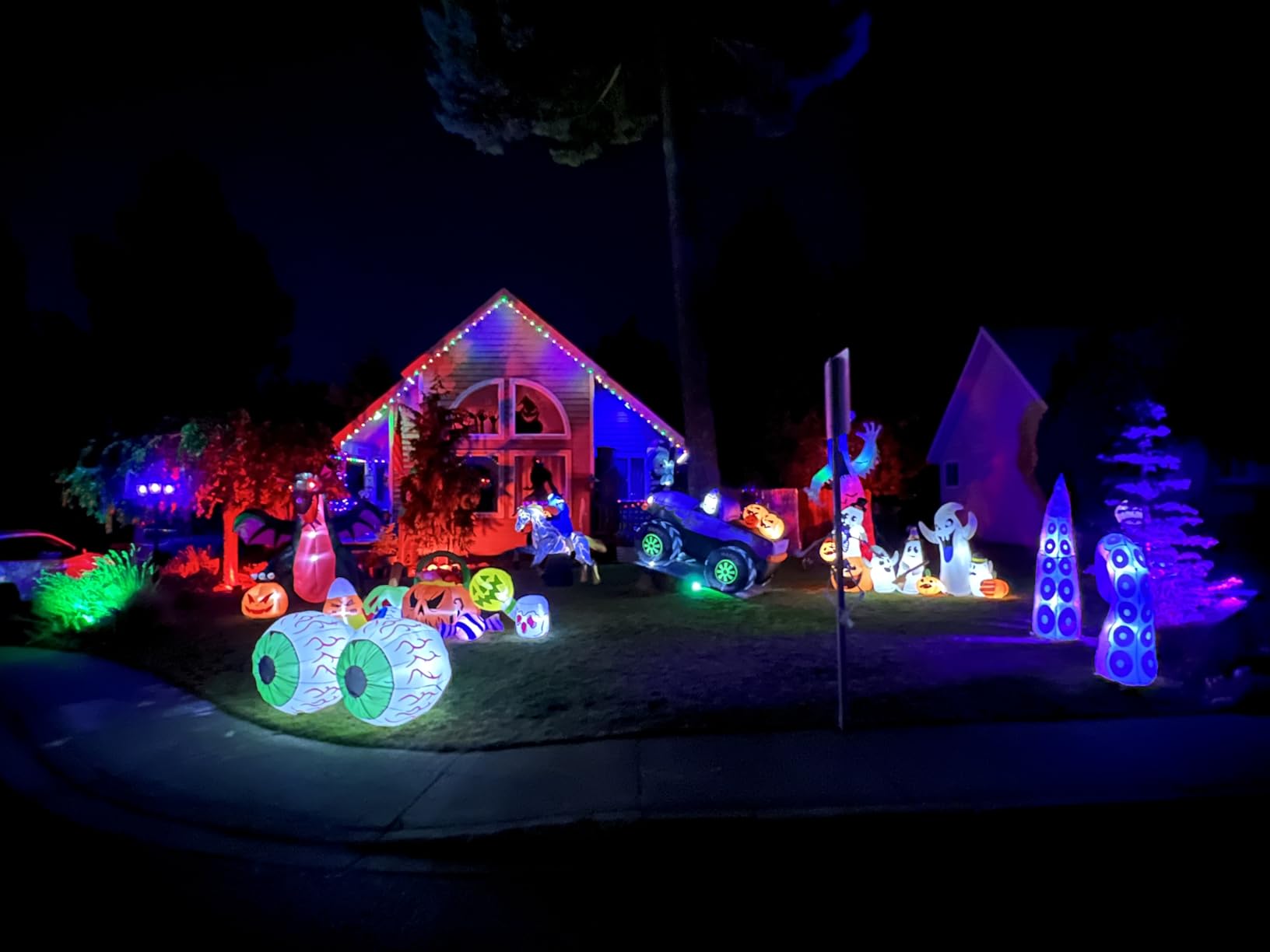 10 FT Halloween Inflatable Blow up Outdoor Decorations Pumpkin Ghost Combo, Halloween Decorations Outdoor Inflatable Bow Up Pumpkin Decoration Outdoor with LED Inflatable Halloween for Yard Garden customer photo 2