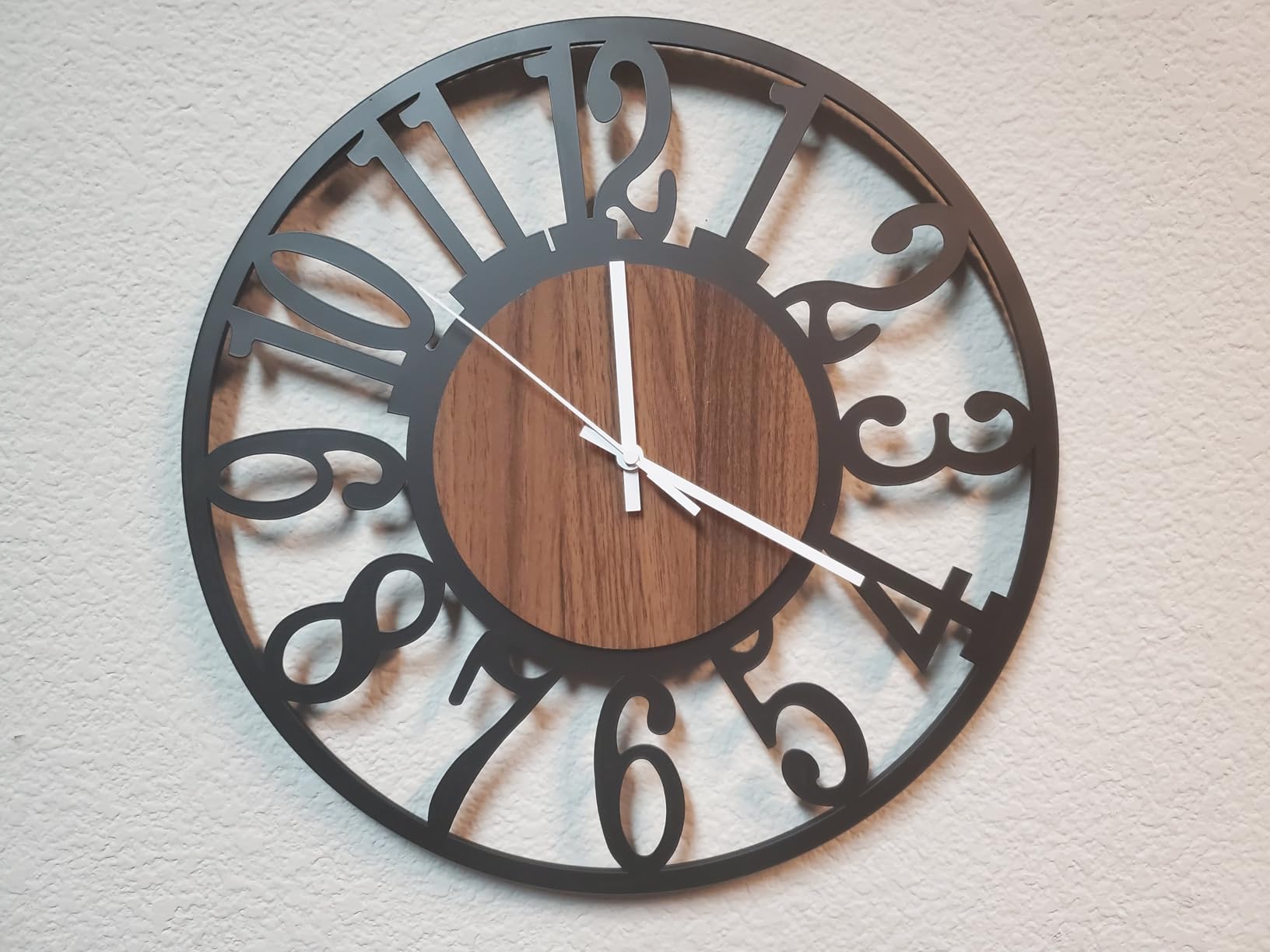 LEIKE Extra Large Wall Clocks,Silent Little Ticking,Battery Operated Vintage Round Modern Wood Wall Clock for Living Room, Bedroom,Farmhouse,Office Home Decor-32 Inch(Black-Arabic Number) customer photo 1