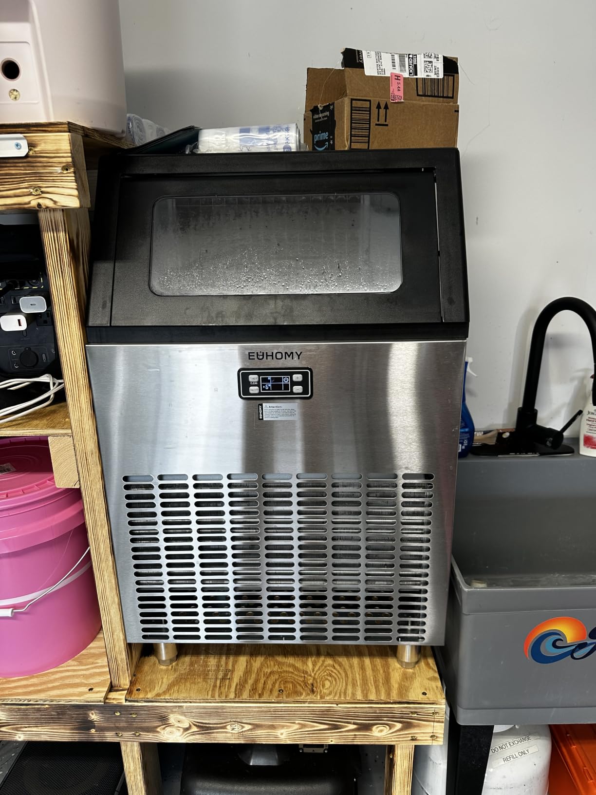 EUHOMY Commercial Ice Maker Machine, 200lbs Daily Output, Under Counter Ice Machine with 65lbs Ice Storage Capacity, Perfect for Home/Bar/Restaurant/Outdoor Activities (Stainless Steel) customer photo 2