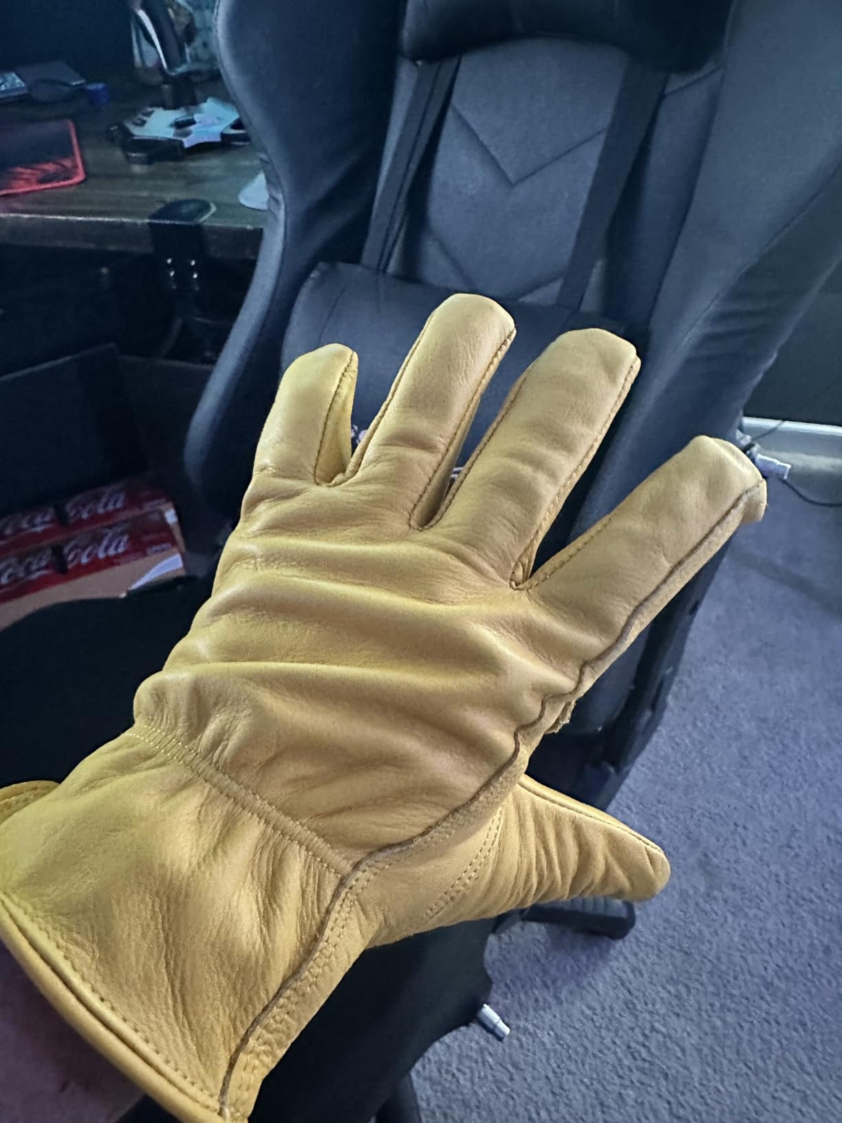 DULFINE Cowhide Leather Gardening Work Gloves for Men 1/3/6/12 Pairs | Reinforced Durable Gloves, Puncture & Cut Resistant, Ideal for Construction, Chainsaw, Farm, Welding, Men & Women customer photo 1