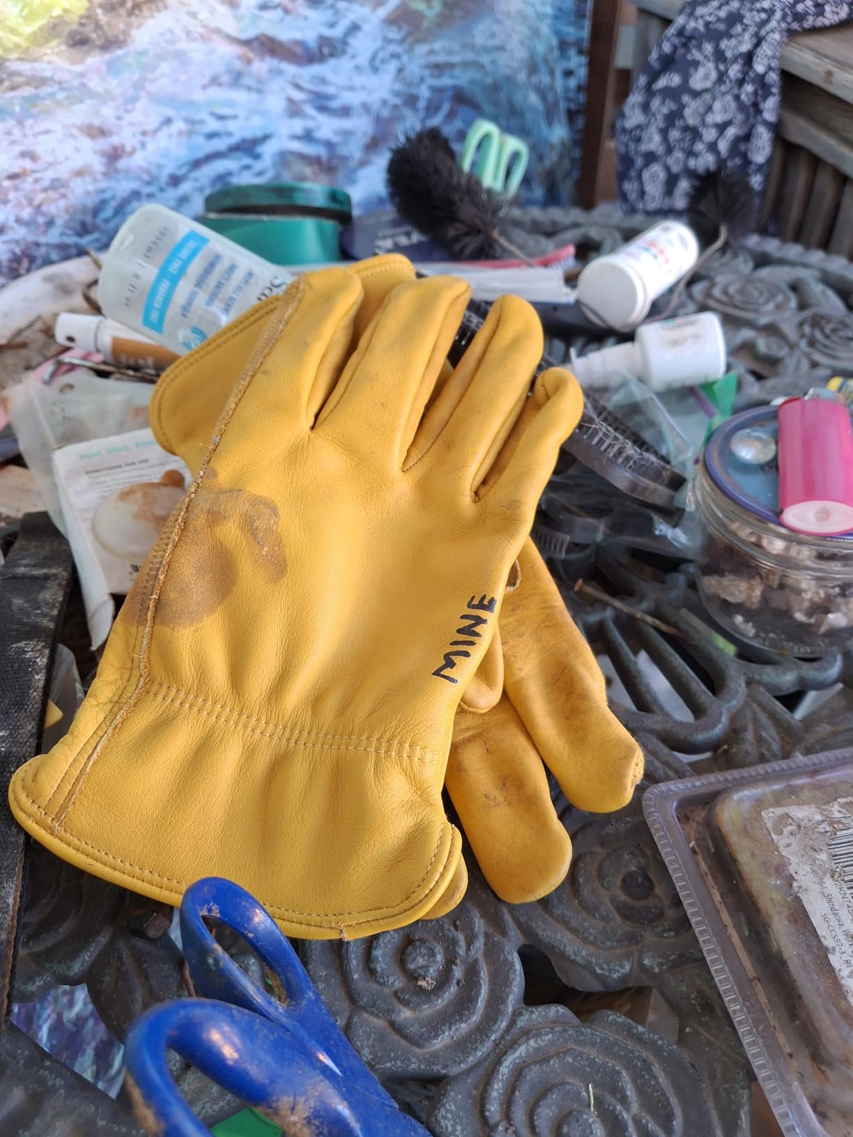 DULFINE Cowhide Leather Gardening Work Gloves for Men 1/3/6/12 Pairs | Reinforced Durable Gloves, Puncture & Cut Resistant, Ideal for Construction, Chainsaw, Farm, Welding, Men & Women customer photo 2