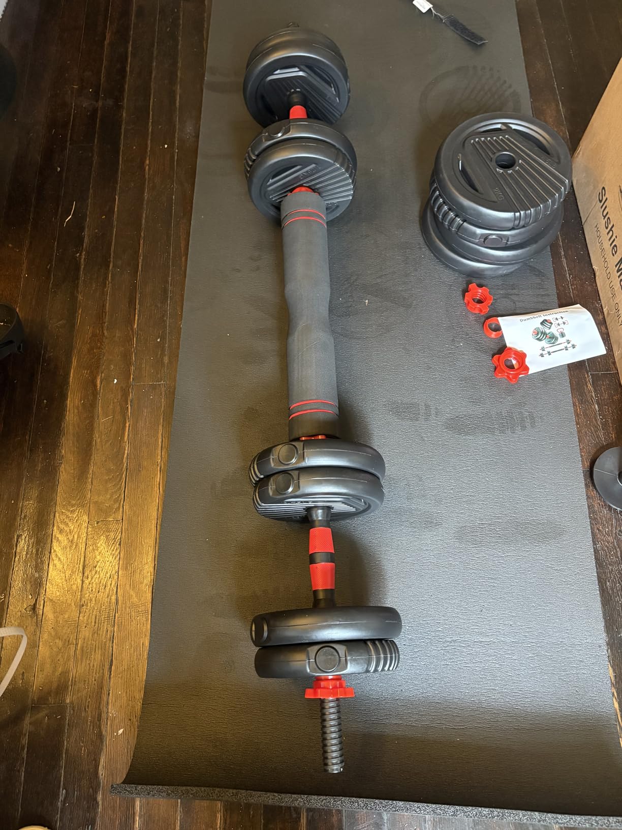 Adjustable Dumbbell set,20/30/45/70/90lbs Free Weight Set | 5 in1 Dumbbell Set with Connector,Used as Barbell,Kettlebells,Push up Stand,Fitness Exercises for Home Gym Suitable Men/Women customer photo 1