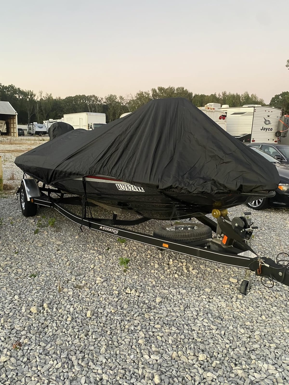 17-19FT Bass Boat Cover with Motor Cover, 1200D PU Waterproof Trailerable | Marine Grade Oxford Fabric, UV & Tear Resistant, Air Vents, Elastic Hem, Double Stitching, Secure Strap, Up to 96