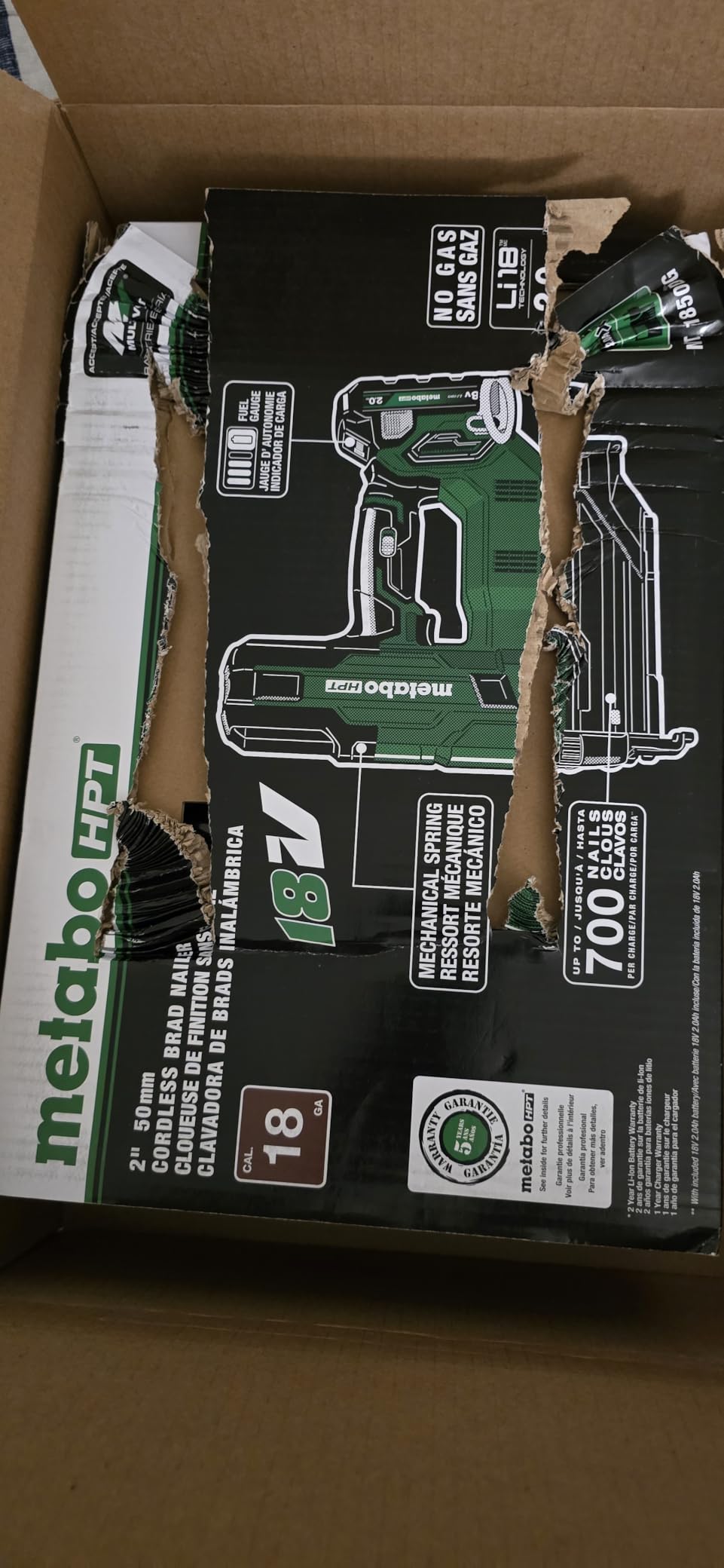 Metabo HPT Brad Nailer, 18 Gauge Cordless, 18V Kit (NT1850DG) customer photo 2