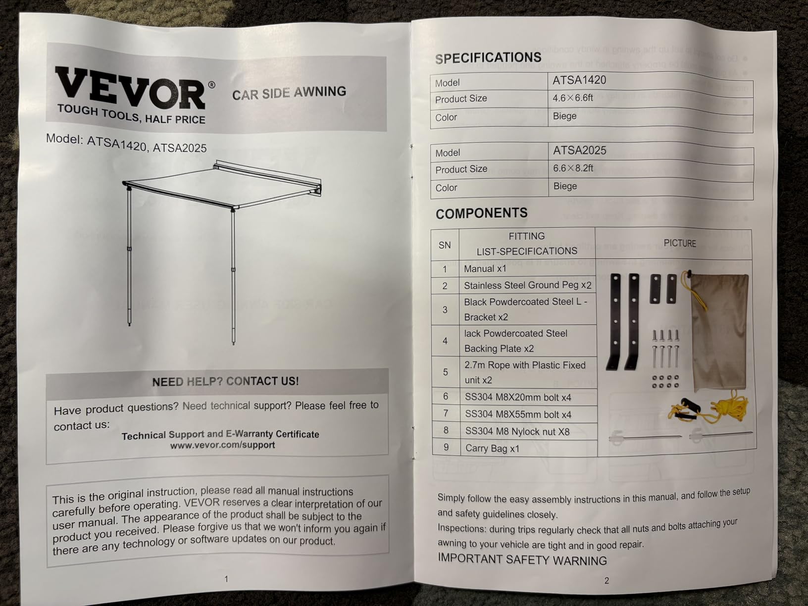 VEVOR Vehicle Awning 6.6'x8.2' Roof Rack Pull-Out Sun Shade UV50+ PU3000mm, Retractable Weatherproof 4x4 Side Awning for SUV Outdoor Camping & Overland (Hardware Included), w/Waterproof Storage Bag customer photo 2