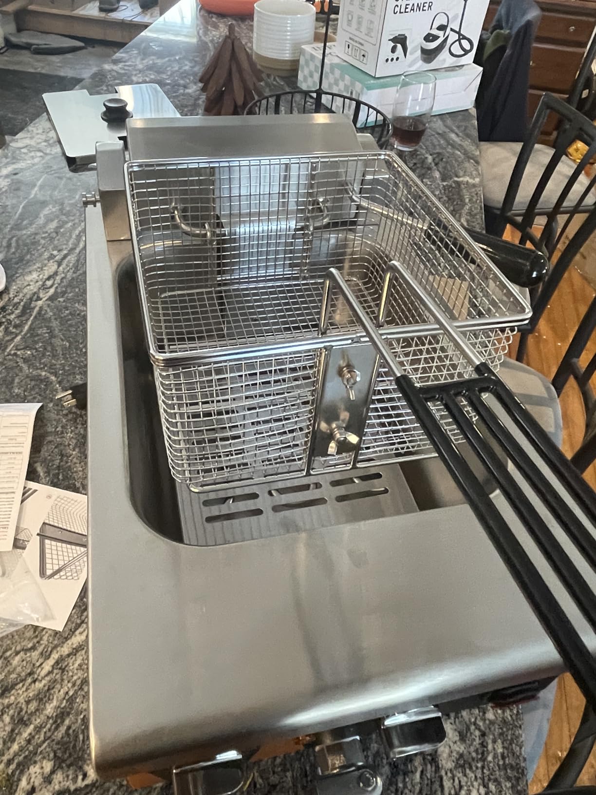 Commercial Deep Fryer 3500W Electric Countertop Fryer 25.4Qt Heavy Duty | Large Capacity Stainless Steel Deep Fryers with Double Baskets, Lid and High Legs for Restaurant, UL Certified customer photo 1
