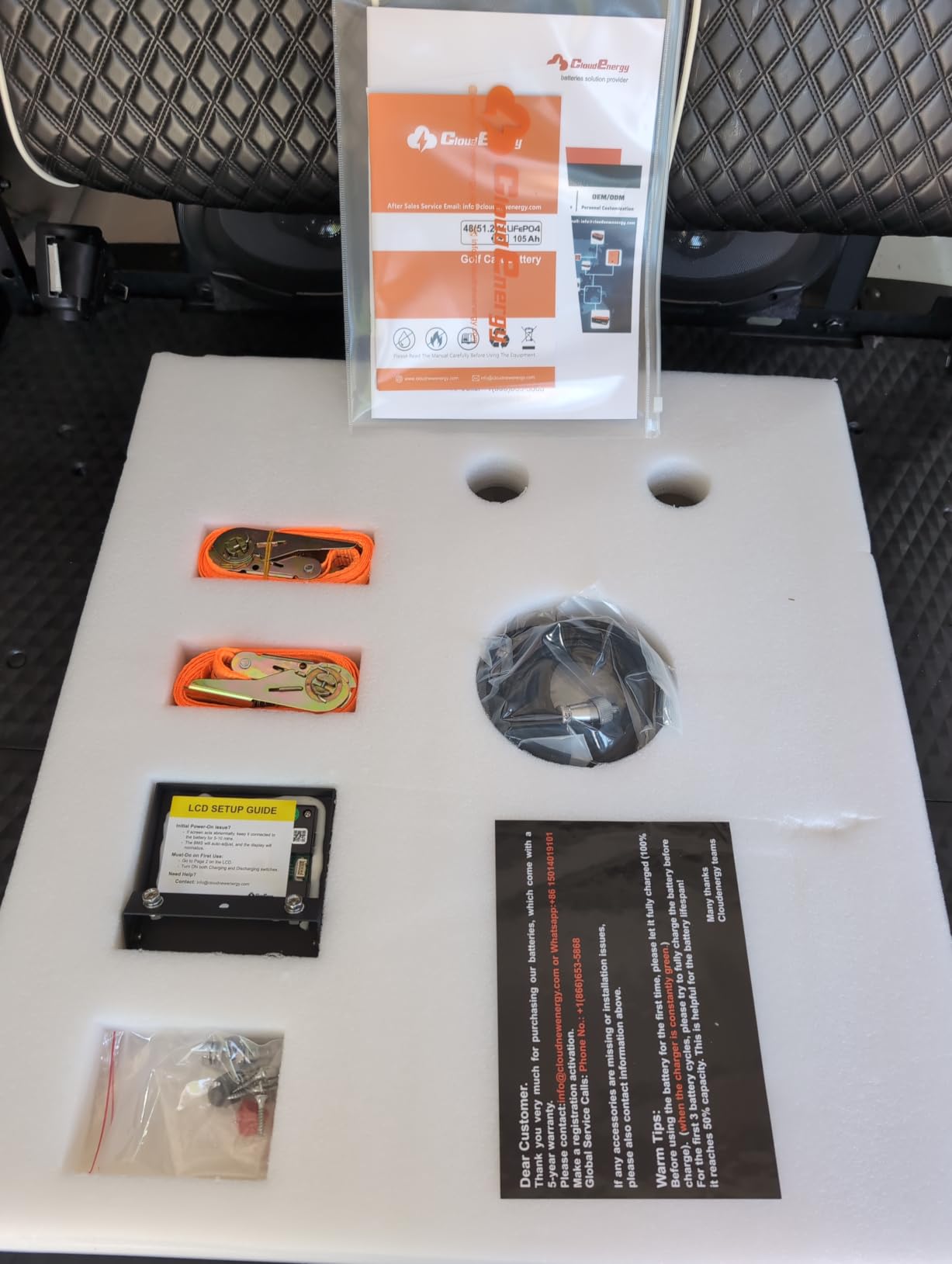 Cloudenergy 48V(51.2V) 105Ah LiFePO4 Lithium Golf Cart Battery Built-in 250A BMS,with Mobile APP,Touch Monitor and retention strap,6000+ Cycles,Perfect for Golf Carts(GFA48V-105AH With Charger) customer photo 1