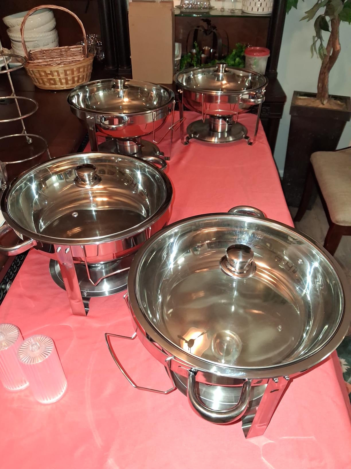 Rengue 6QT Chafing Dishes for Buffet, 4 Pack Stainless Steel Round Chafing Dish Buffet Set, Heating and Cooling Buffet Servers and Warmers, Food Warmers for Parties Buffet,Gatherings,Banquets,Weddings customer photo 1