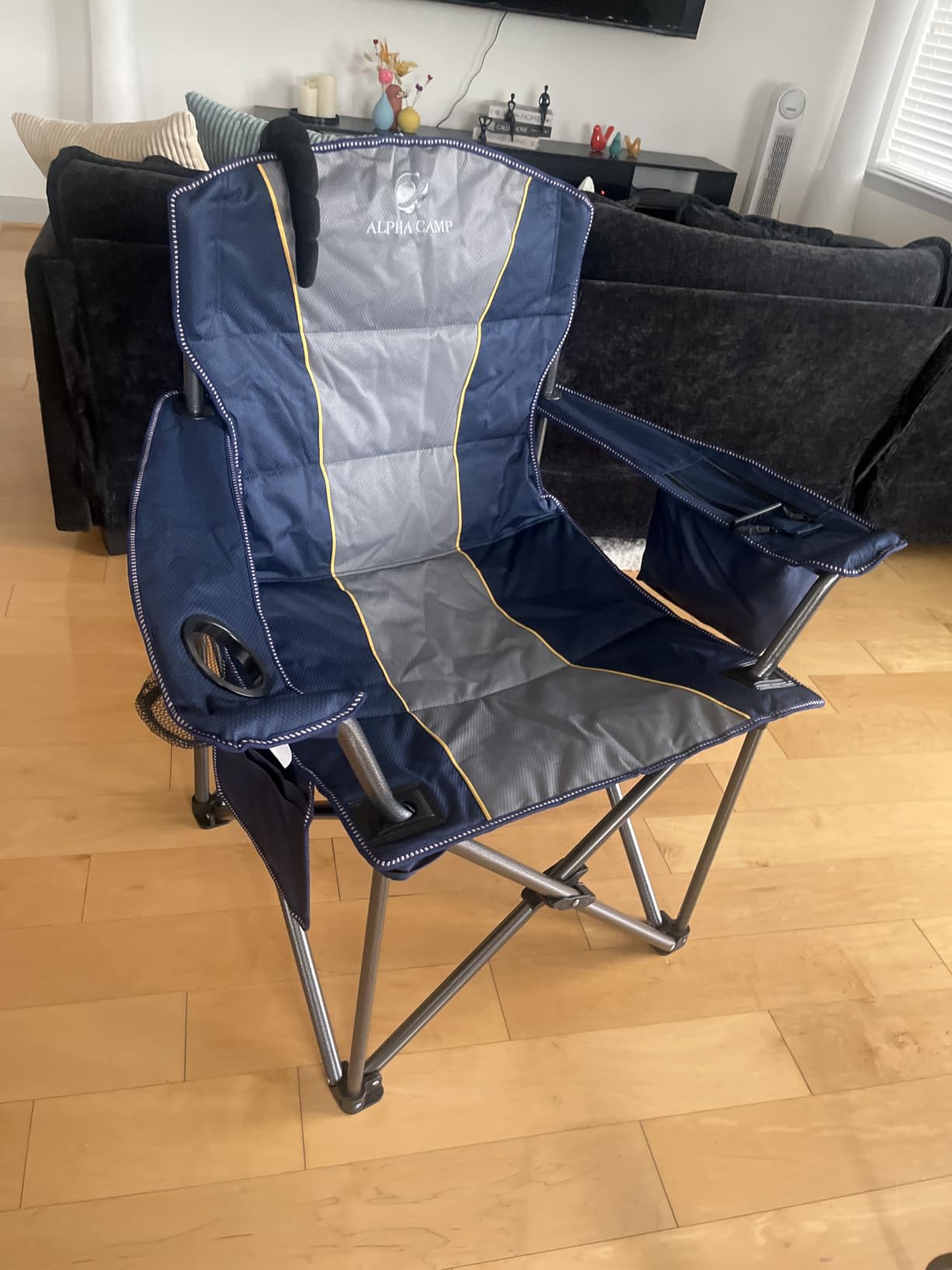 ALPHA CAMP Oversized Fully Padded Camping Chairs with Lumbar Support | Heavy duty 500 LBS, Steel Frame, Sturdy, Durable, Cooler Bag,600D Oxford fabric ,Cup holder,Carry Bag,Pocket, Easy to set up customer photo 2