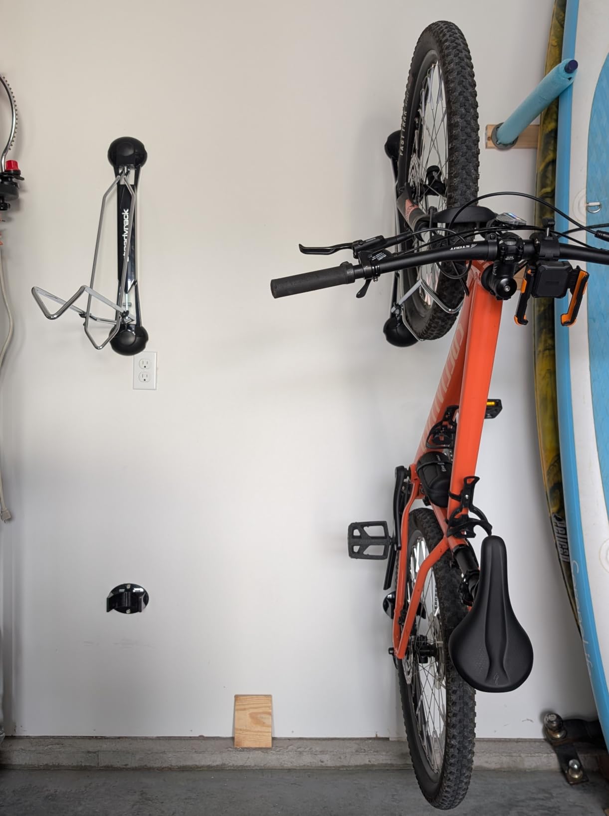 Steadyrack Swivel Bike Wall Mount, Vertical Mountain Bike Rack, Garage | Fits 24 to 29 in wheels and 2.1 to 2.8 in tires. Roll-in, no lift, holds mountain and gravel bikes to 77 lb. customer photo 1