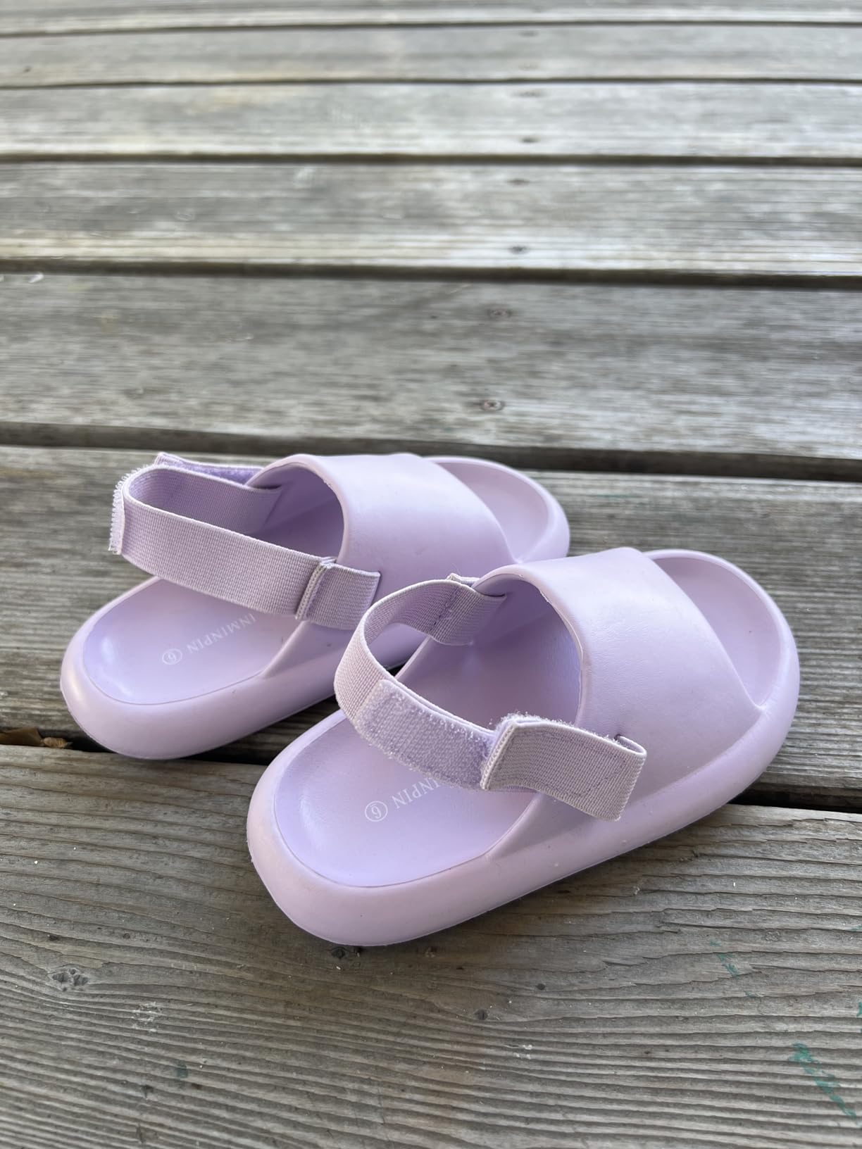 INMINPIN Toddler Boys Girls Slides Sandals Comfort Beach Pool Shower Slippers with Elastic Back Strap customer photo 2