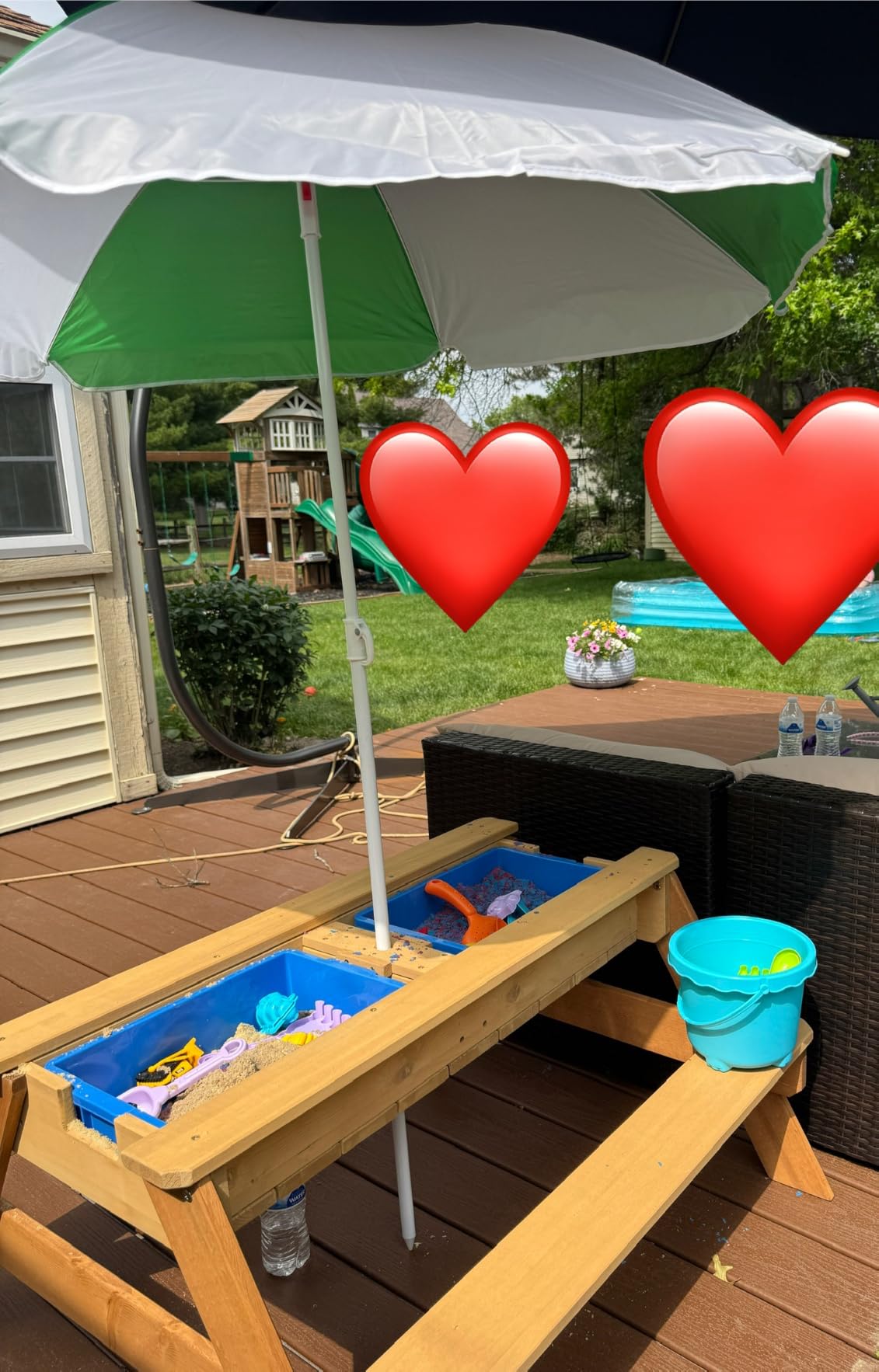 Best Choice Products Kids Picnic Table with Umbrella, 3-in-1 Sand & Water Table, Outdoor Convertible Picnic Table for Toddlers, Seats 4, Removable Top, 2 Buckets - Beige customer photo 1