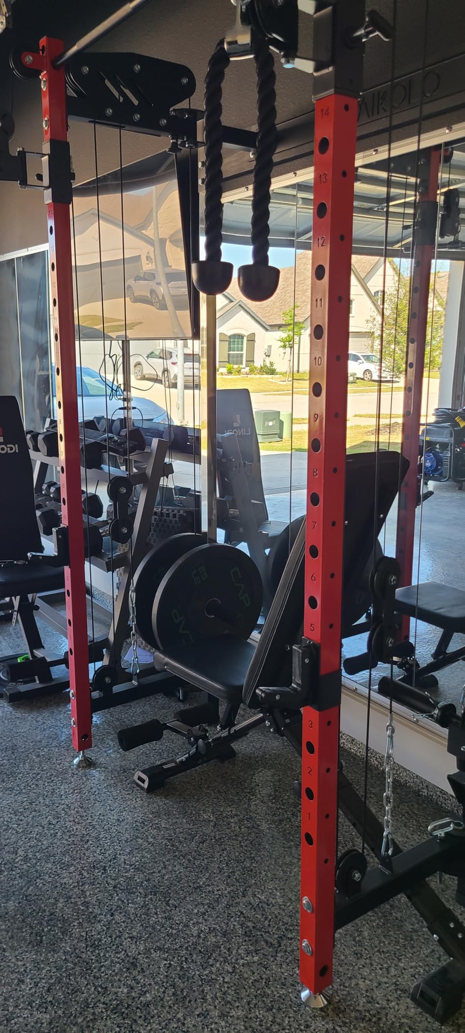 Mikolo Folding Squat Rack, Wall Mounted Power Rack with Cable Crossover Machine & LAT Pull Down, Functional Trainer with 5 Adjustable Function Modes, Home Gym Package customer photo 1